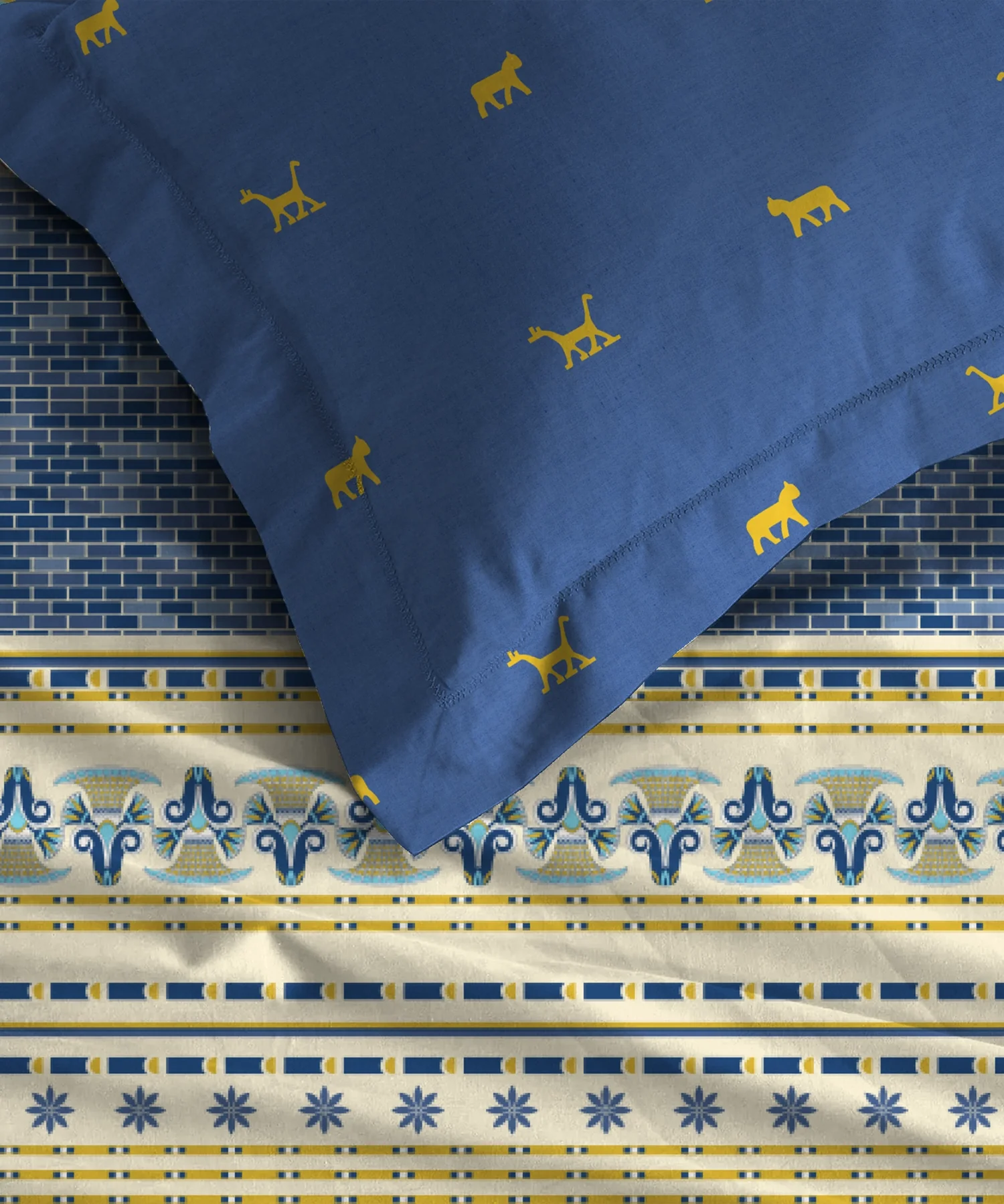 Gates Around The Globe King Fitted Bedsheet Set, Amara| 180 TC Cotton| 2 Pillow Covers - Image 7