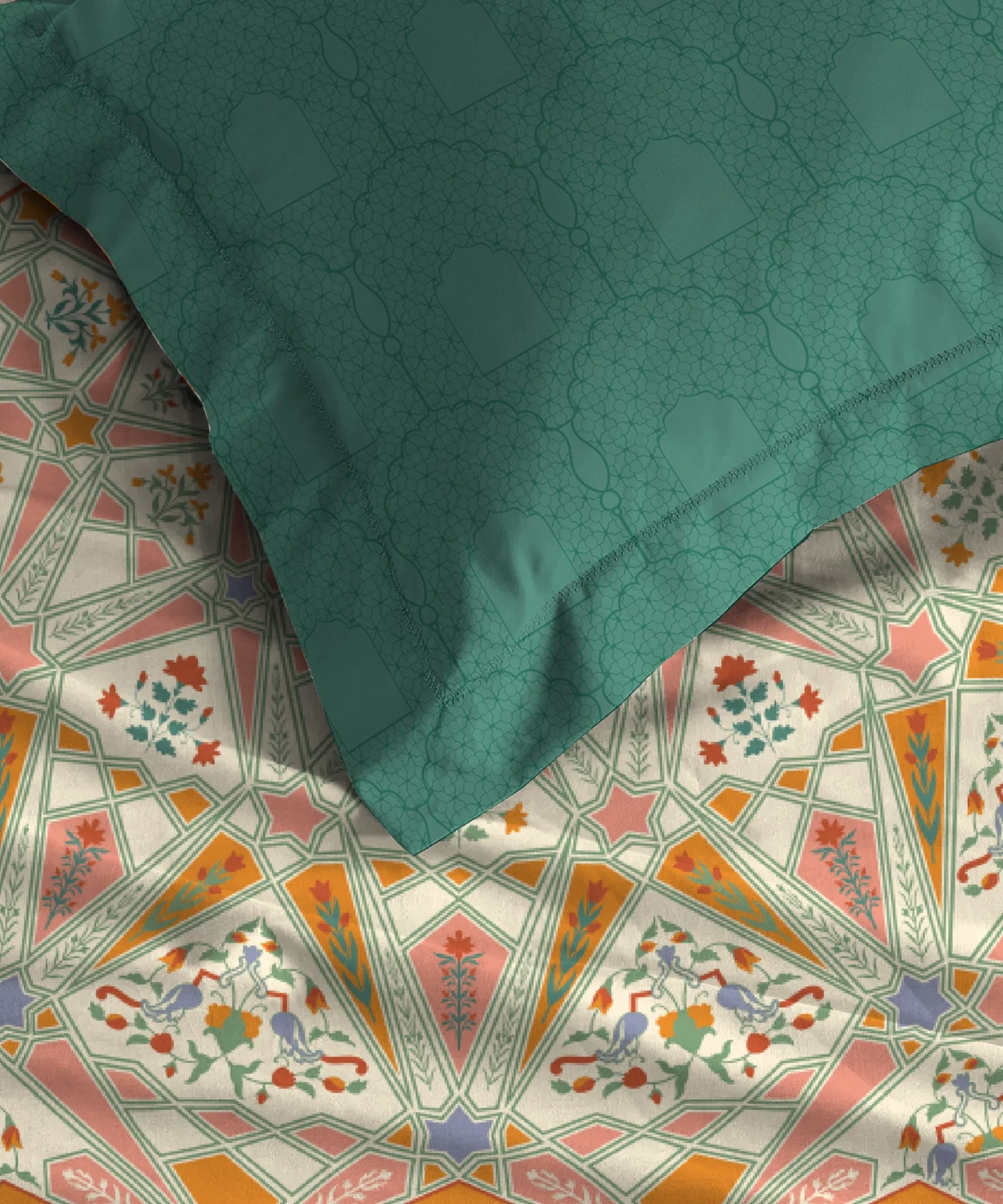 Gates Around The Globe King Fitted Bedsheet Set, Arqadia| 180 TC Cotton| 2 Pillow Covers - Image 7