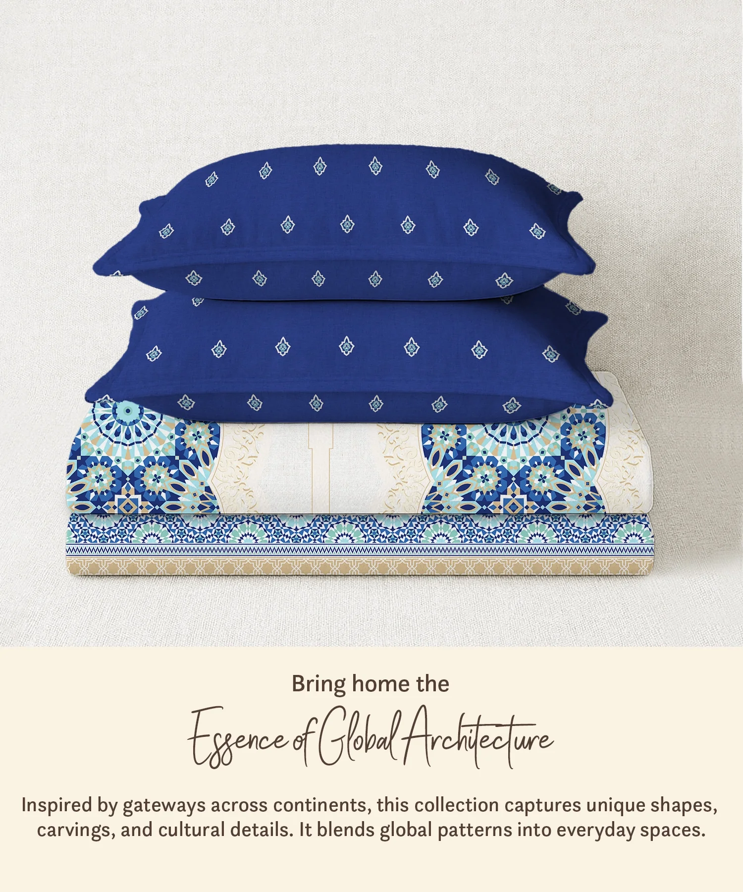 Gates Around The Globe King Fitted Bedsheet Set, Moorique| 180 TC Cotton| 2 Pillow Covers - Image 3