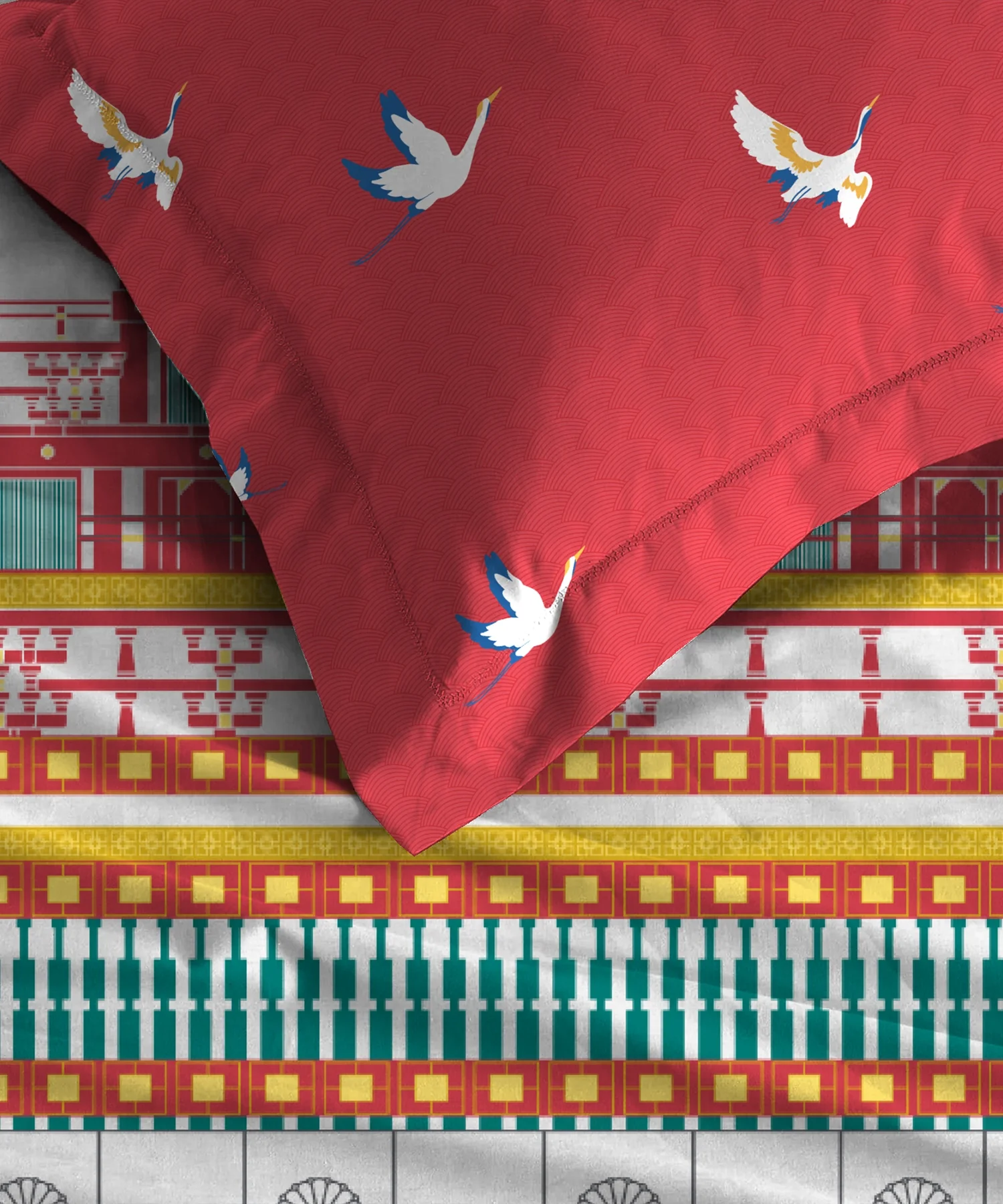 Gates Around The Globe King Fitted Bedsheet Set, Torii| 180 TC Cotton| 2 Pillow Covers - Image 7