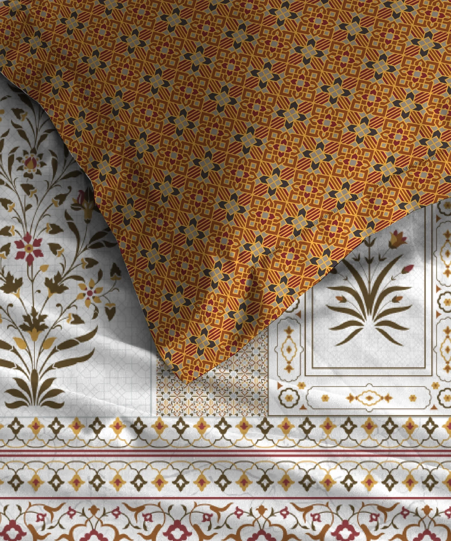 Gates Around The Globe King Fitted Bedsheet Set, Whitemyst| 180 TC Cotton| 2 Pillow Covers - Image 7