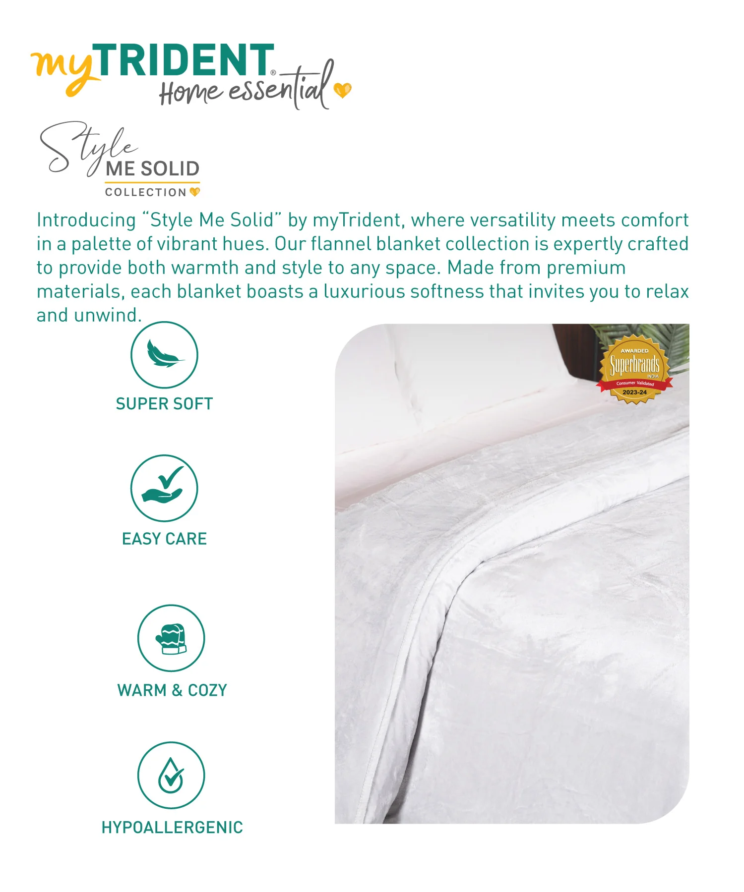 Home Essential Style me Solid 2 ply Double Blanket, 290GSM, 100% Polyster, Alloy - Image 8