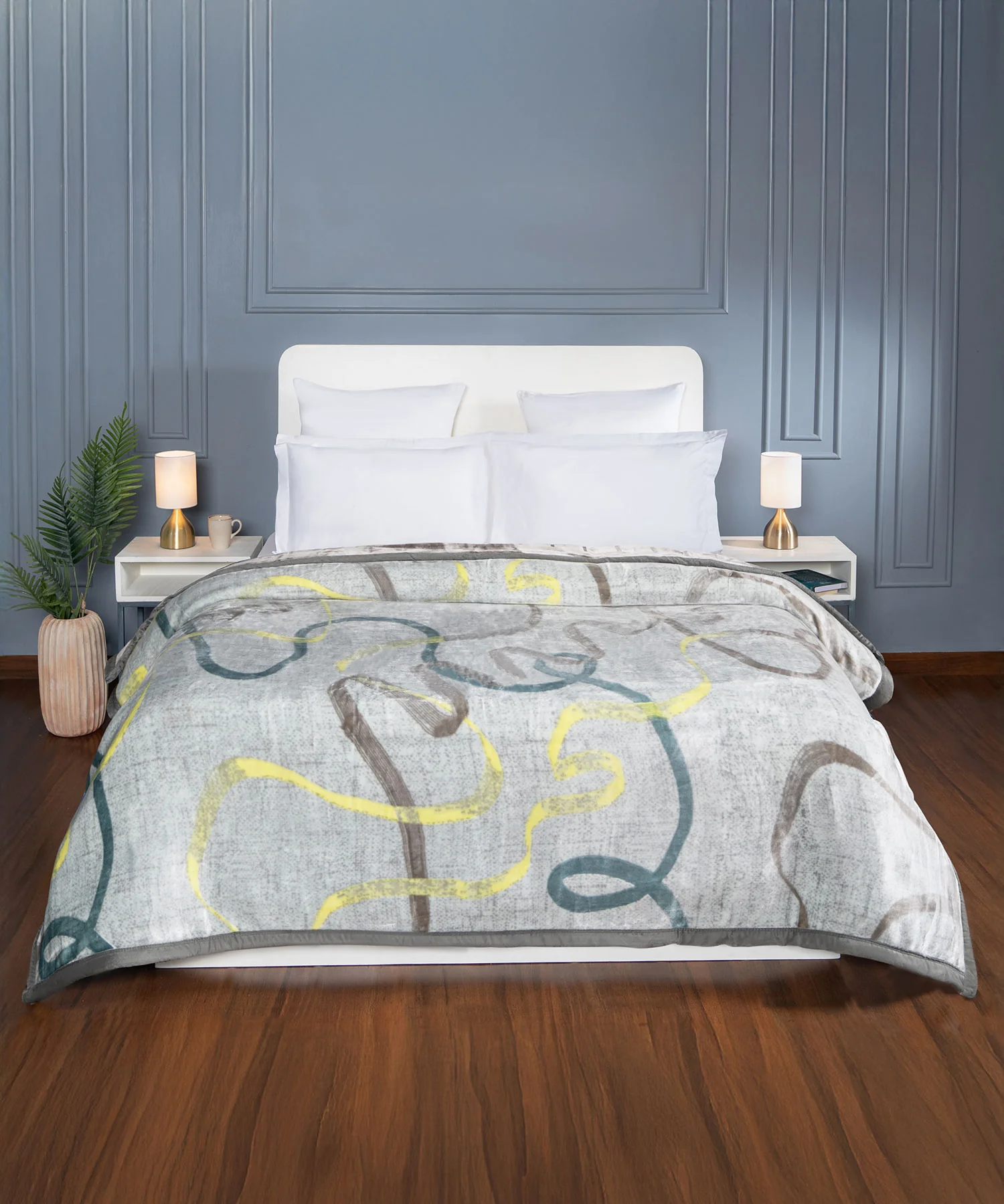 His and Her 2 ply Double Blanket, Entangled Tales|4.2 KG Polyester