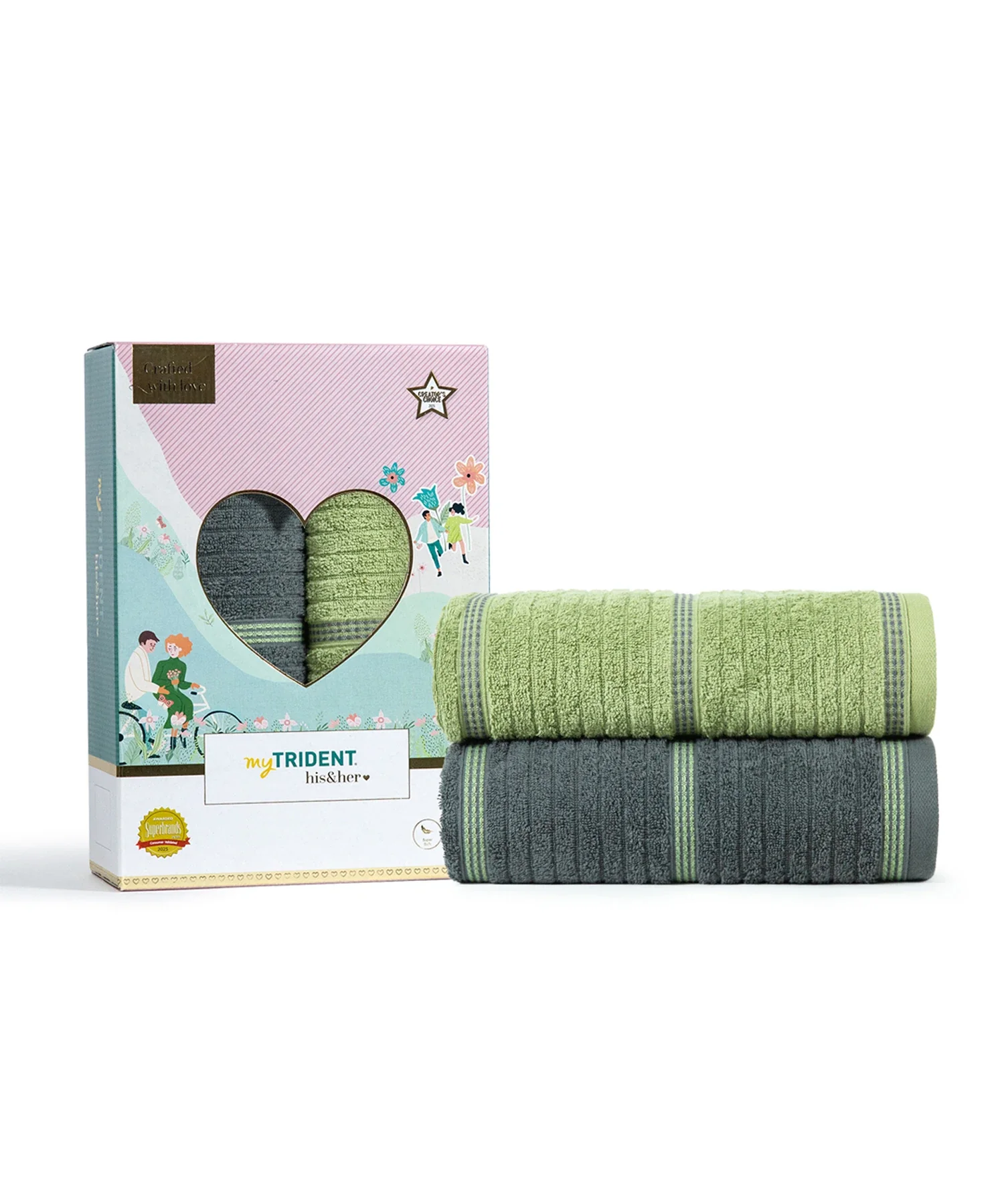 His & Her 2 PC Bath Towel Set, Ace & Joker|500 GSM Cotton - Image 3