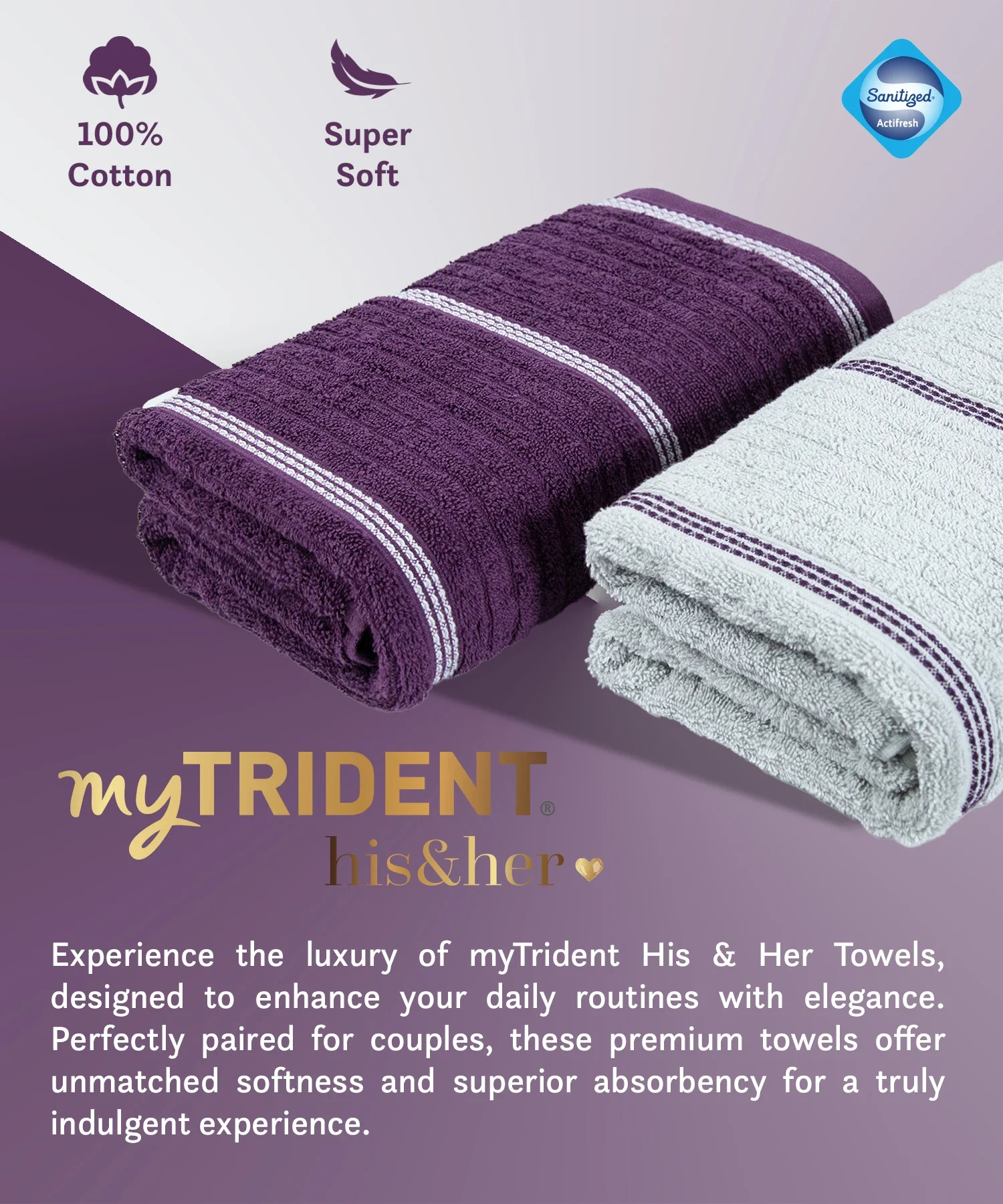 His & Her 2 PC Bath Towel Set, Adam & Eve|500 GSM Cotton - Image 6