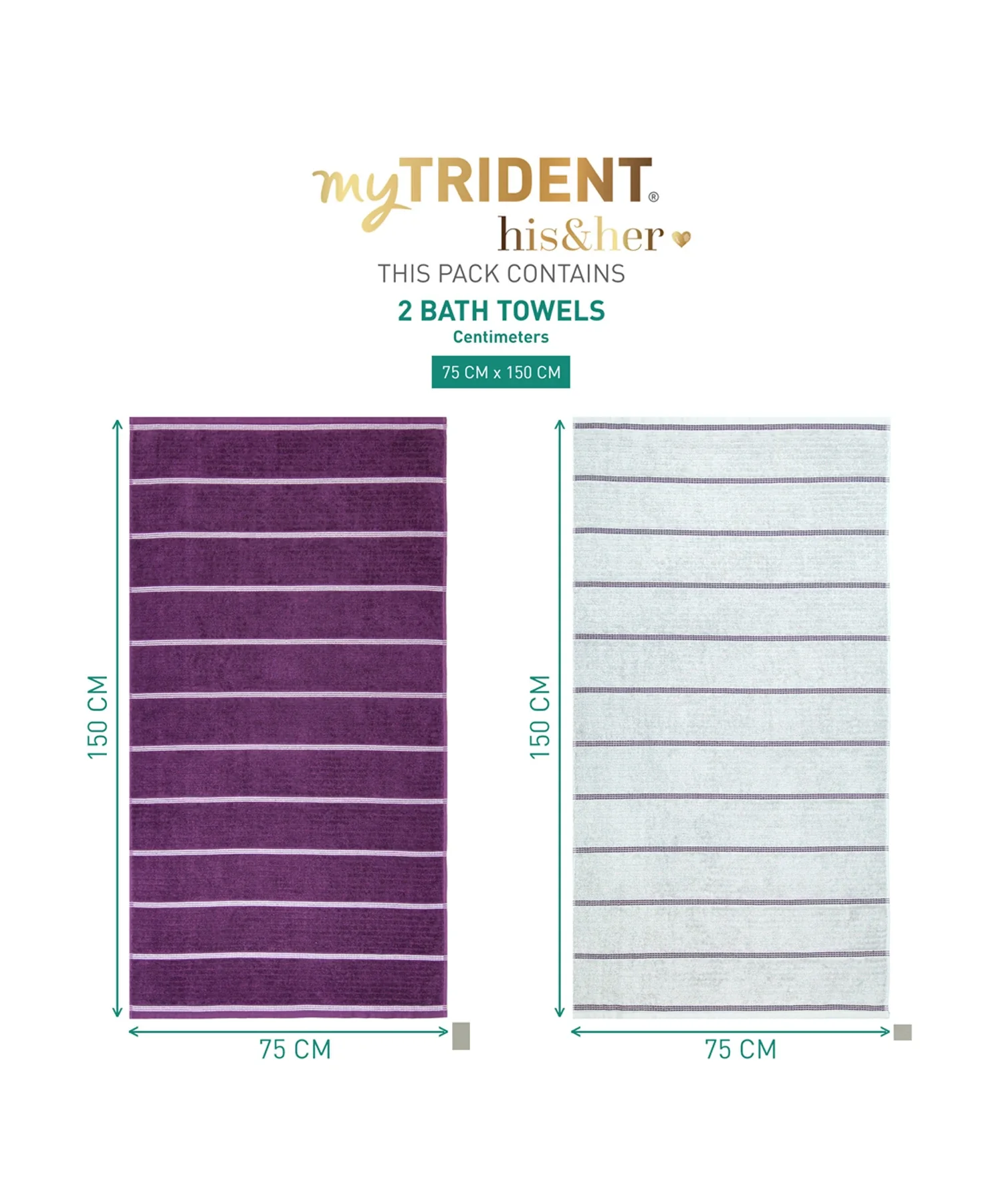 His & Her 2 PC Bath Towel Set, Adam & Eve|500 GSM Cotton - Image 9