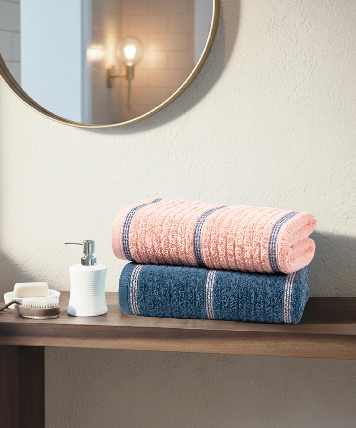 His & Her 2 PC Bath Towel Set, Candy & Floss|500 GSM Cotton - Image 2