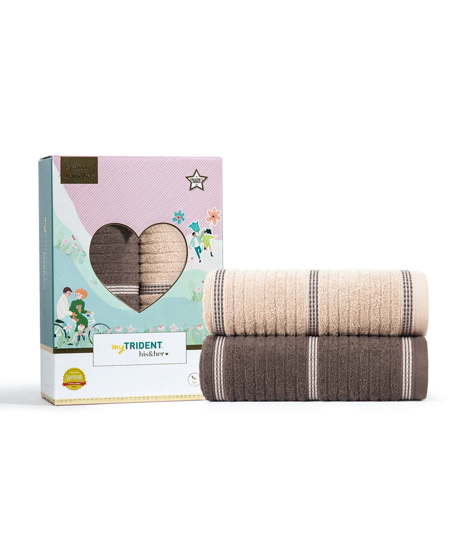 His & Her 2 PC Bath Towel Set, Jim & Jam|500 GSM Cotton - Image 3