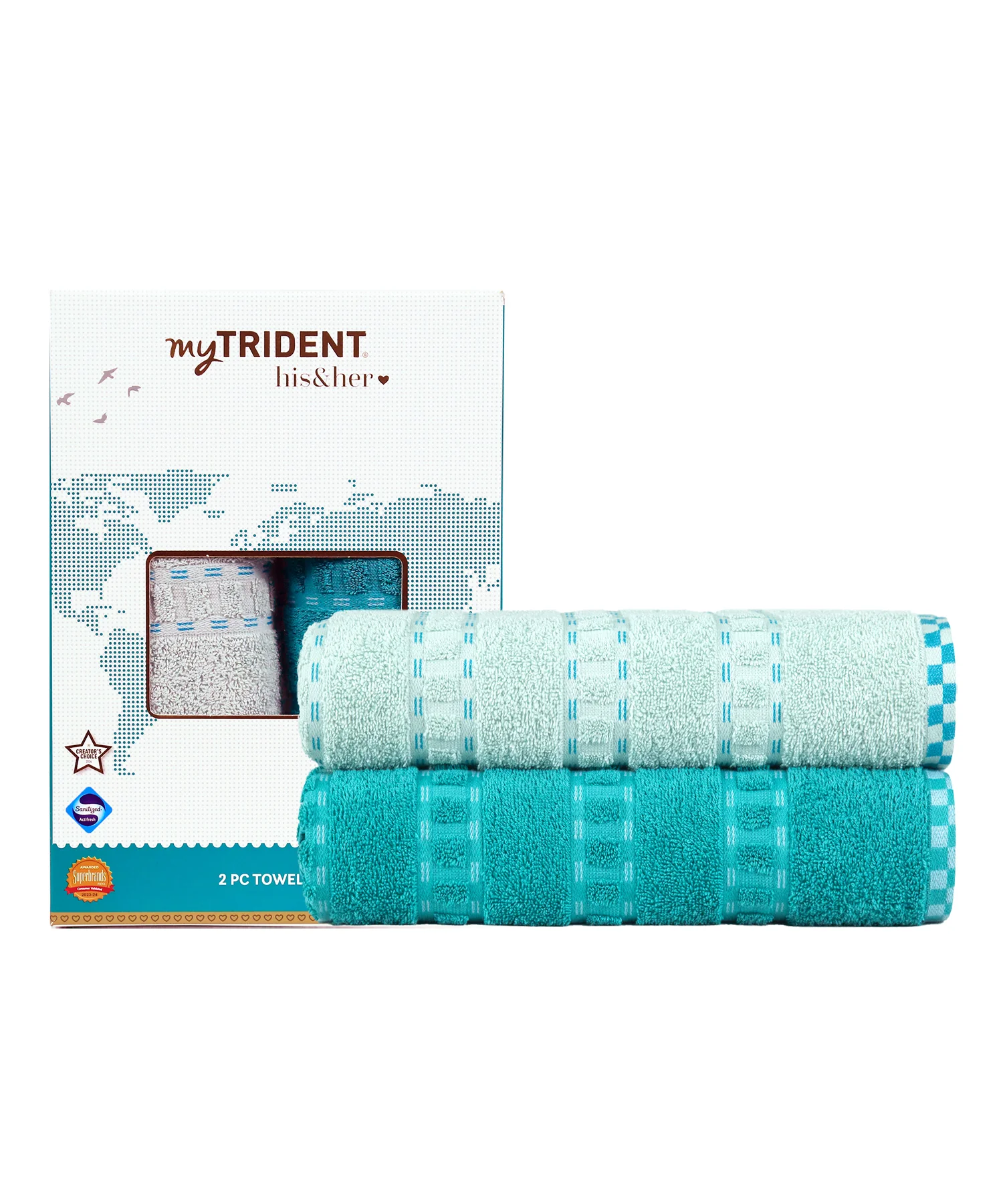 His & Her 2 PC Bath Towel Set,Bow & Arrow|500 GSM Cotton - Image 3