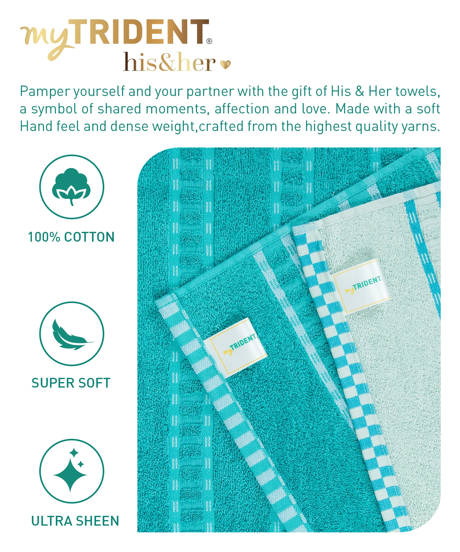 His & Her 2 PC Bath Towel Set,Bow & Arrow|500 GSM Cotton - Image 8