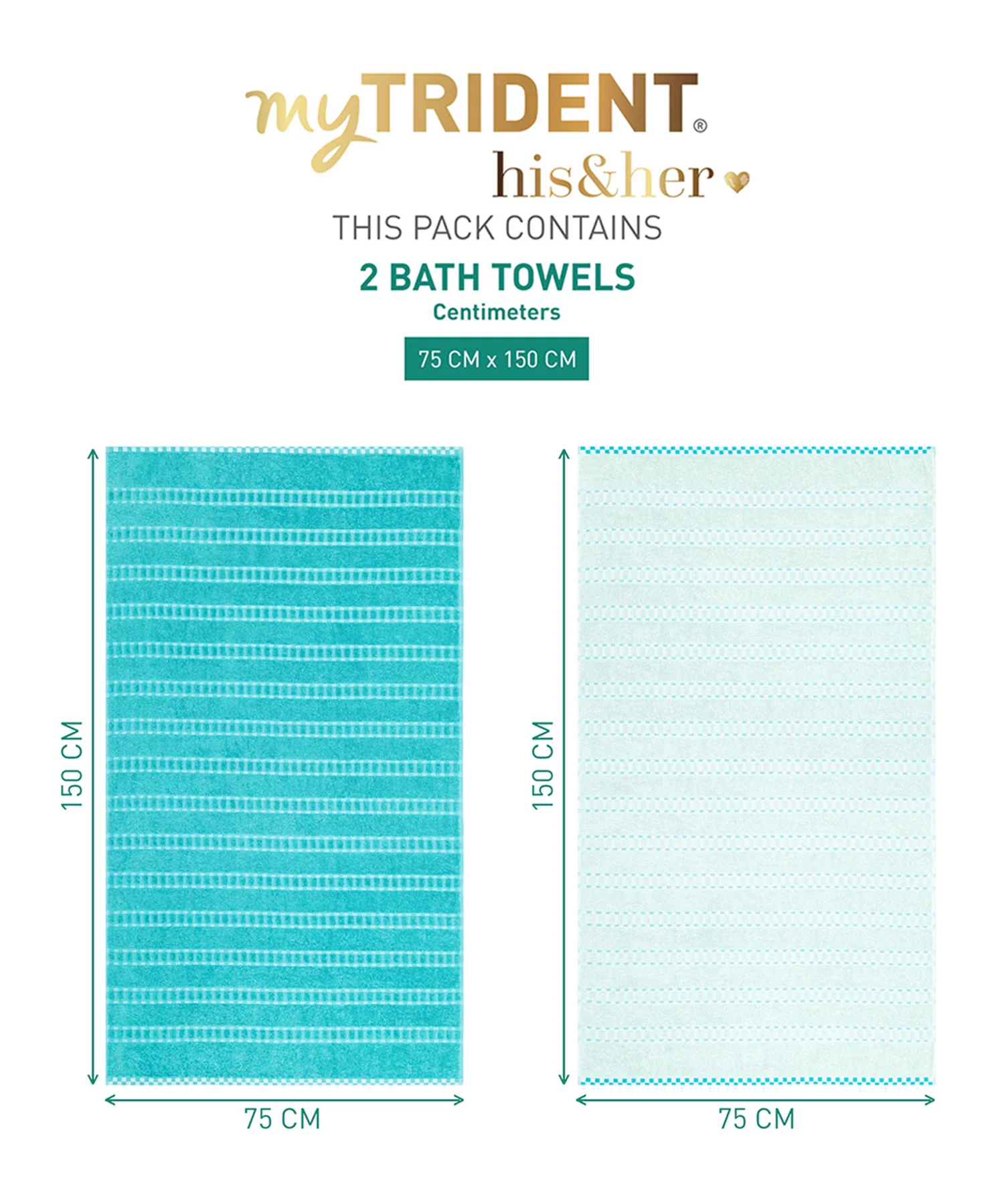 His & Her 2 PC Bath Towel Set,Bow & Arrow|500 GSM Cotton - Image 9