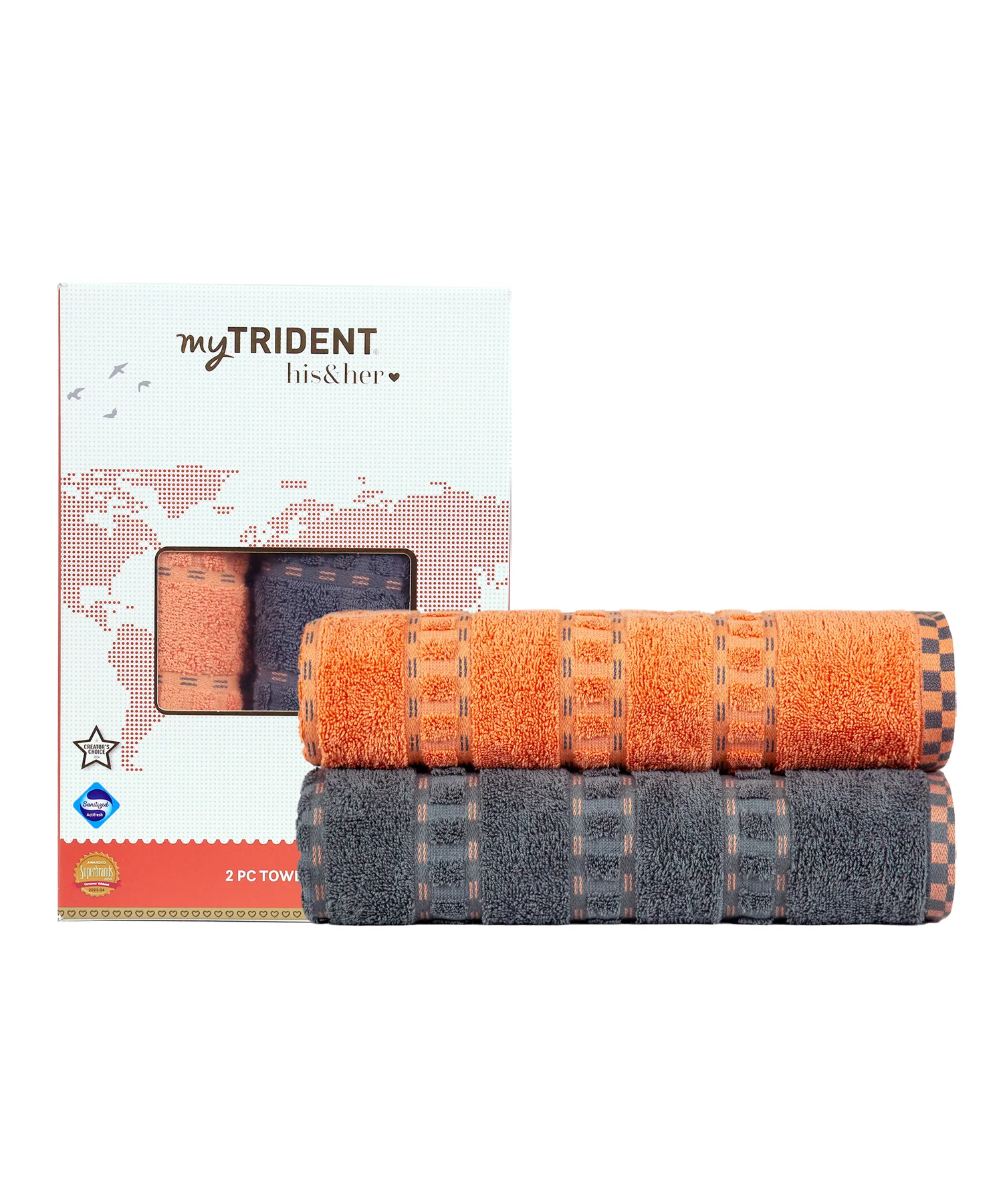 His & Her 2 PC Bath Towel Set, Lock & Key|500 GSM Cotton - Image 3