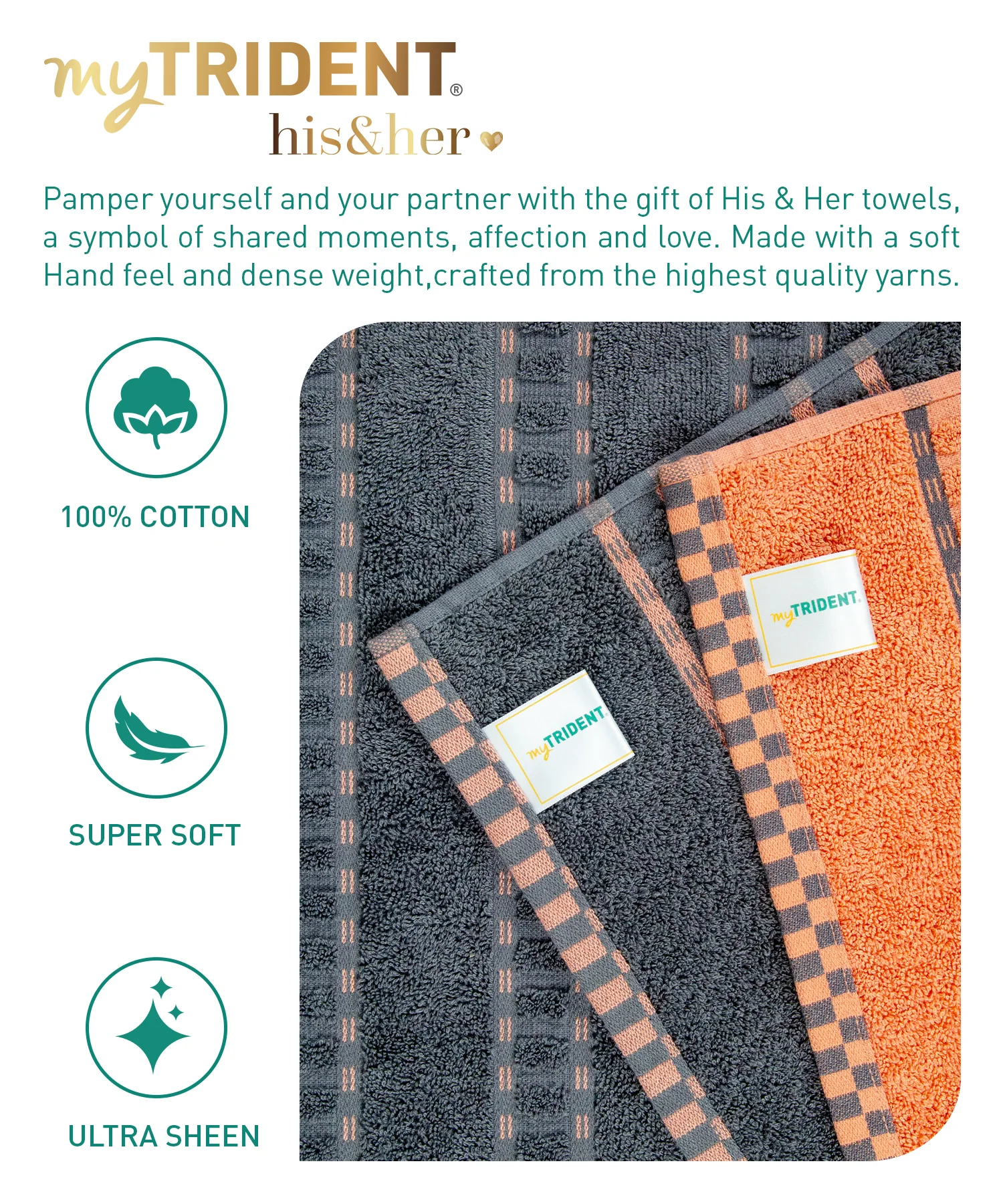 His & Her 2 PC Bath Towel Set, Lock & Key|500 GSM Cotton - Image 8