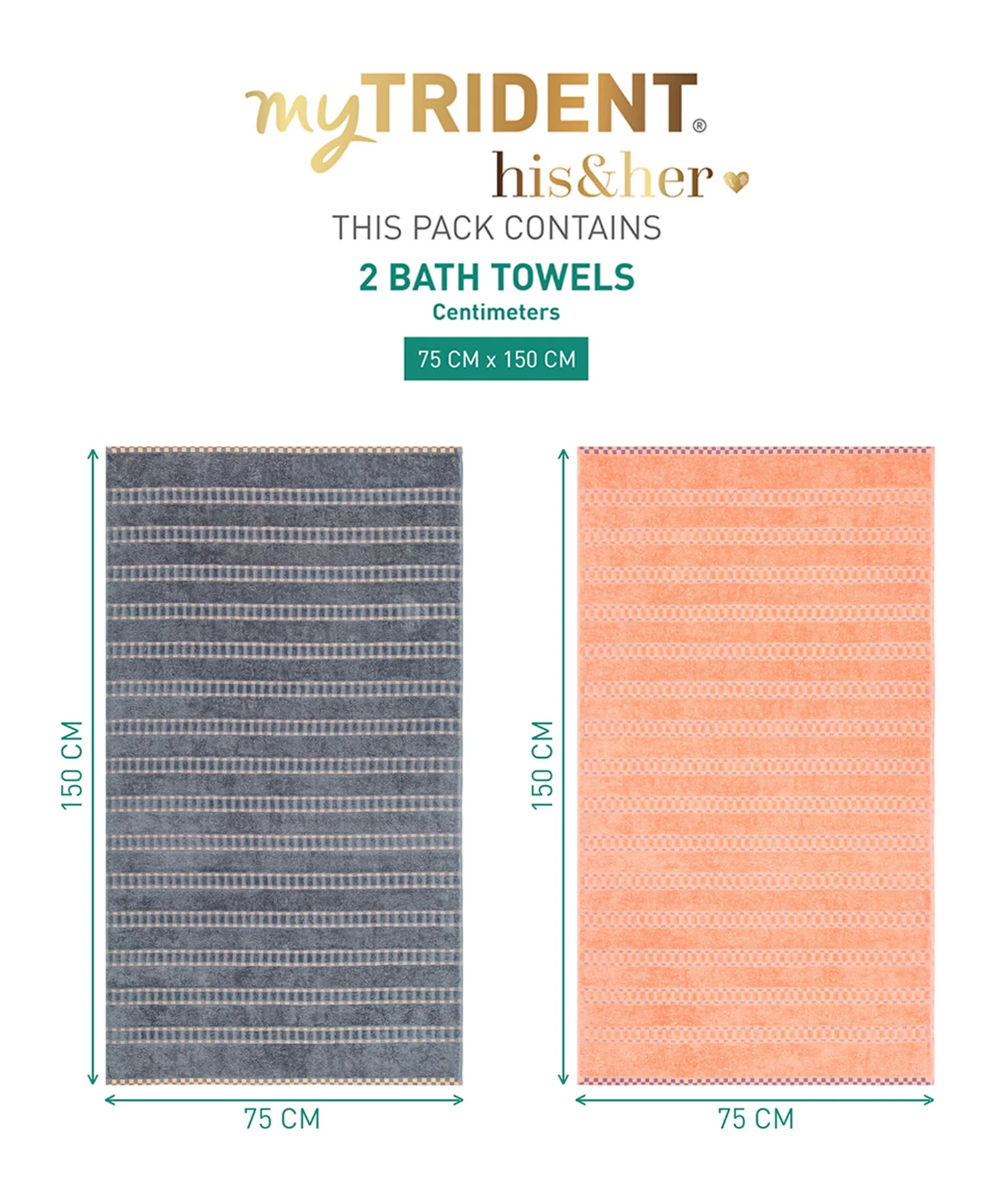 His & Her 2 PC Bath Towel Set, Lock & Key|500 GSM Cotton - Image 9