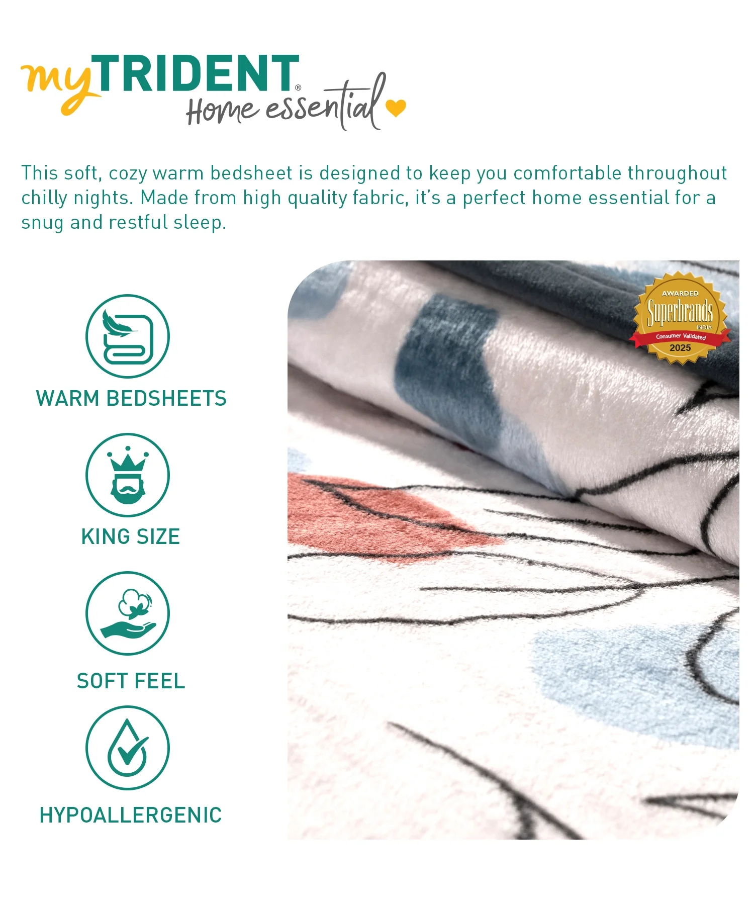 Home Essential Warm Fitted King Bedsheet, Eloise| 290 GSM Polyester|2 Pillow Covers - Image 5