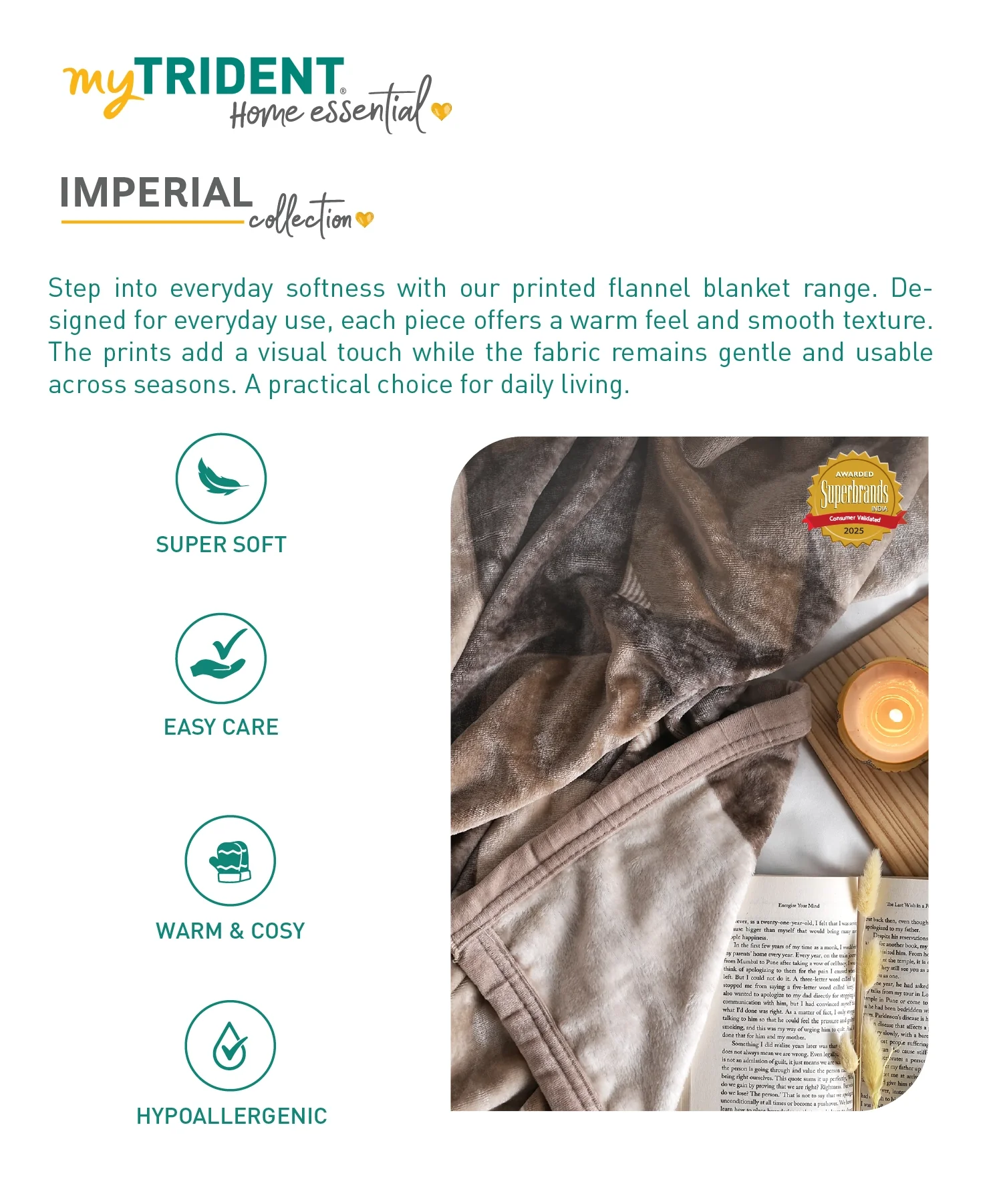 Home Essential Imperial 1 Ply Double Flannel Blanket, Willow| 1.3 KG - Image 6