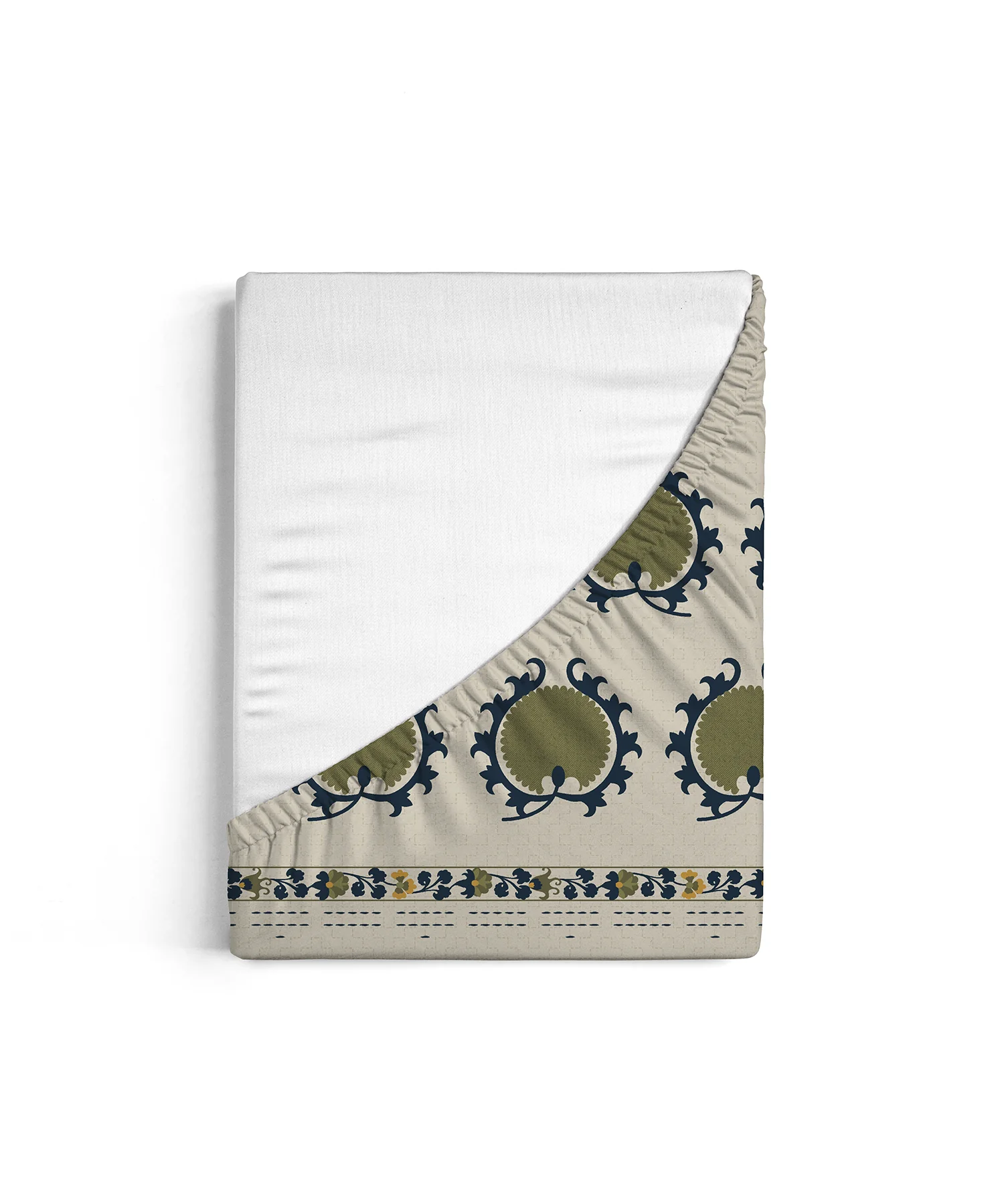 Home Essential Suzani King Fitted Bedsheet Set, Nagma|144 TC Cotton| 2 Pillow Covers - Image 3