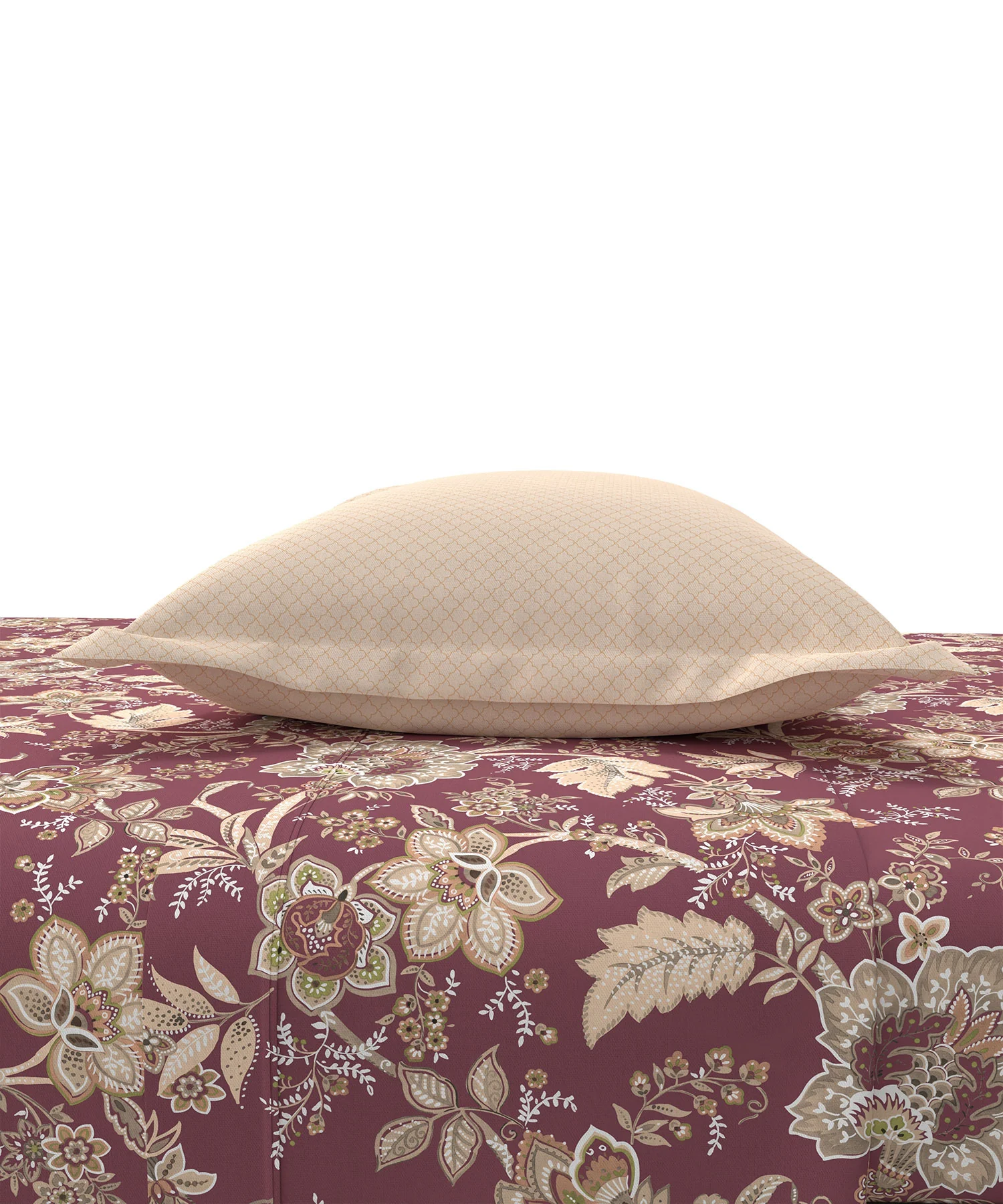 Home Essential King Printed Bedsheet, 144TC, 100% Cotton-Elaila Mauve - Image 4