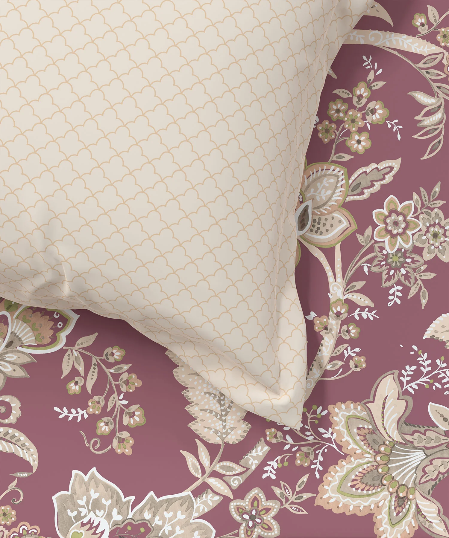 Home Essential King Printed Bedsheet, 144TC, 100% Cotton-Elaila Mauve - Image 5