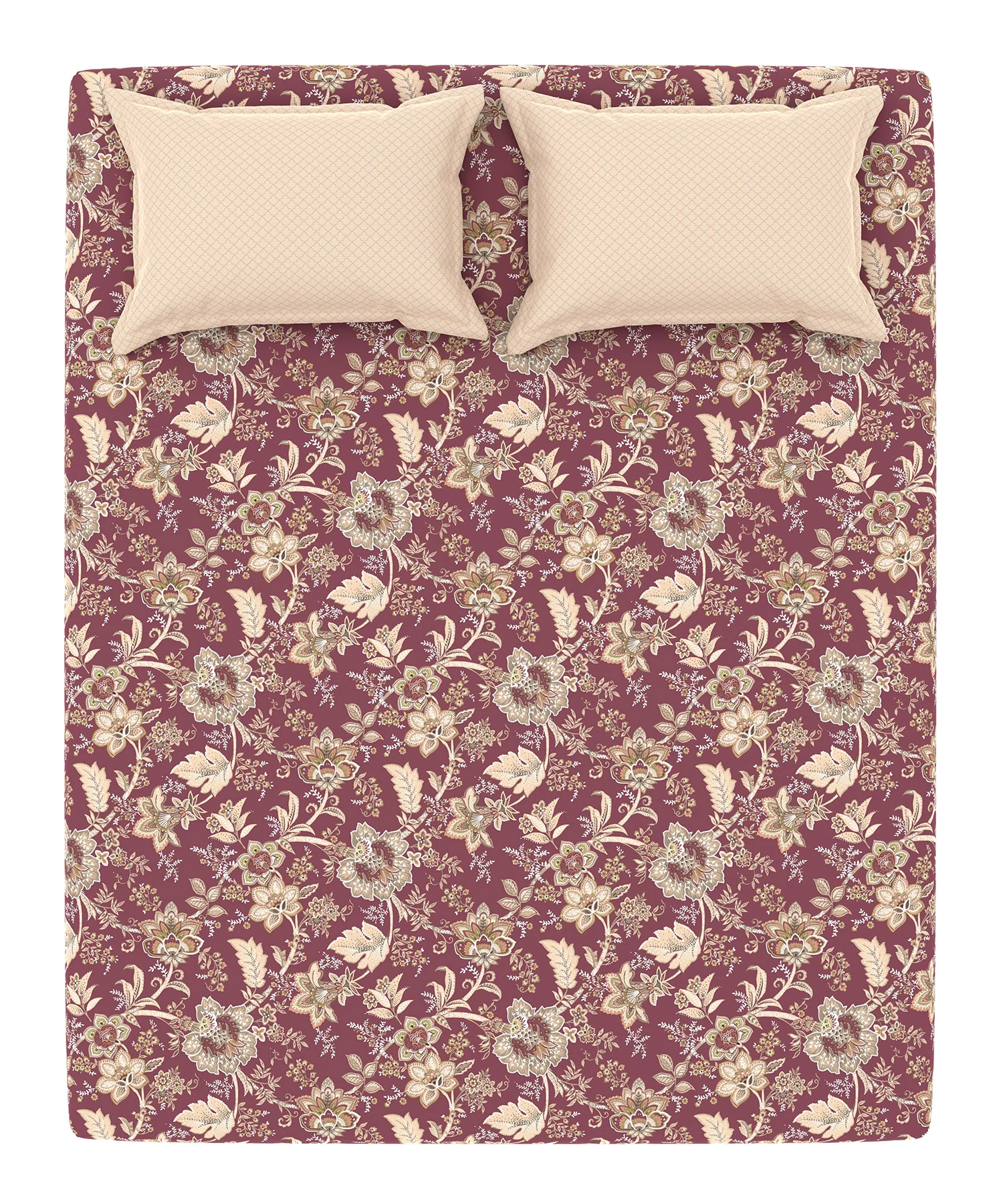 Home Essential King Printed Bedsheet, 144TC, 100% Cotton-Elaila Mauve - Image 6