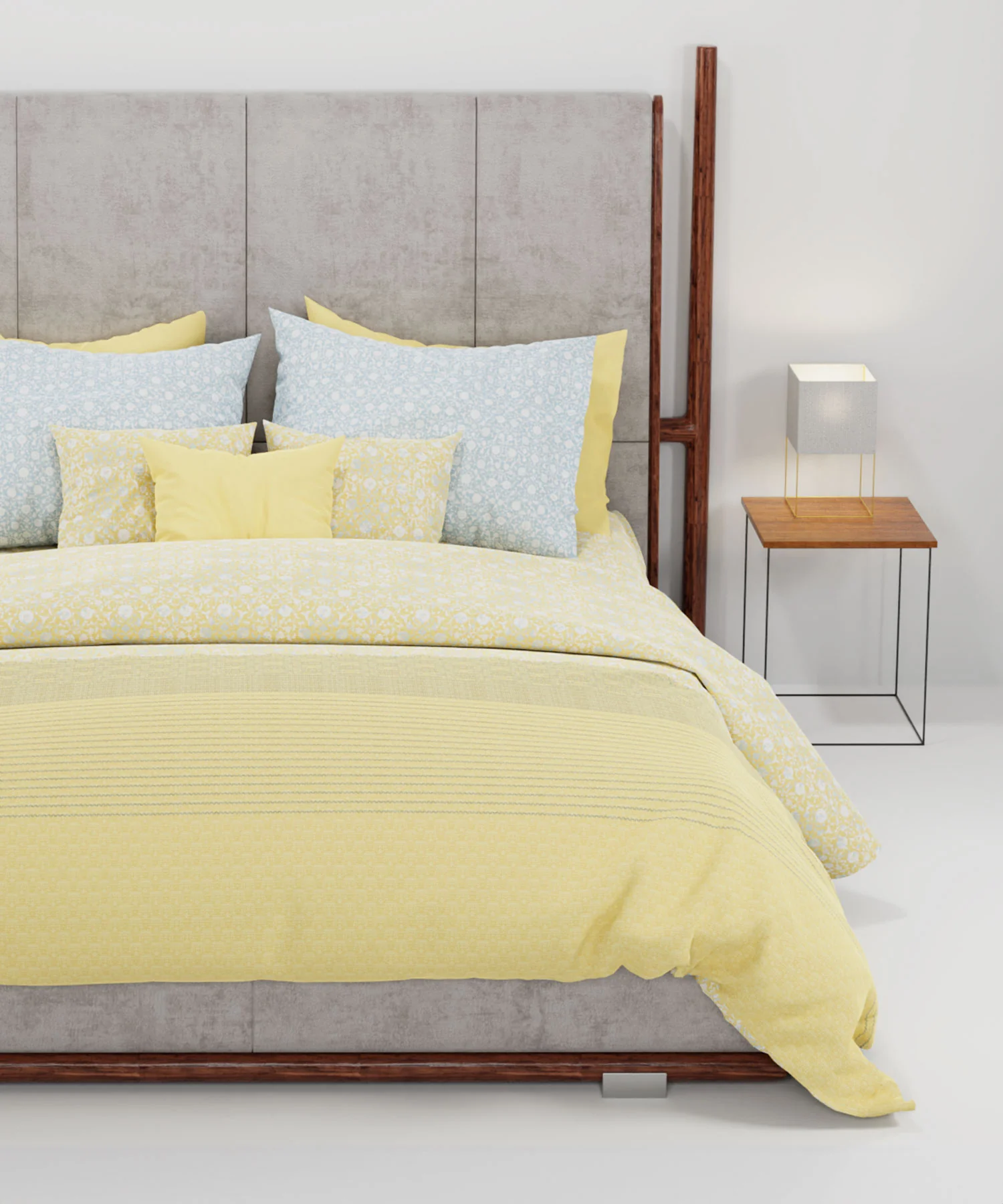 Home Essential King Printed Bedsheet, 144TC, 100% Cotton-Emaar Olive