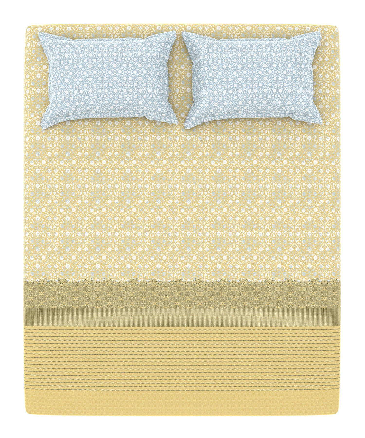 Home Essential King Printed Bedsheet, 144TC, 100% Cotton-Emaar Olive - Image 6