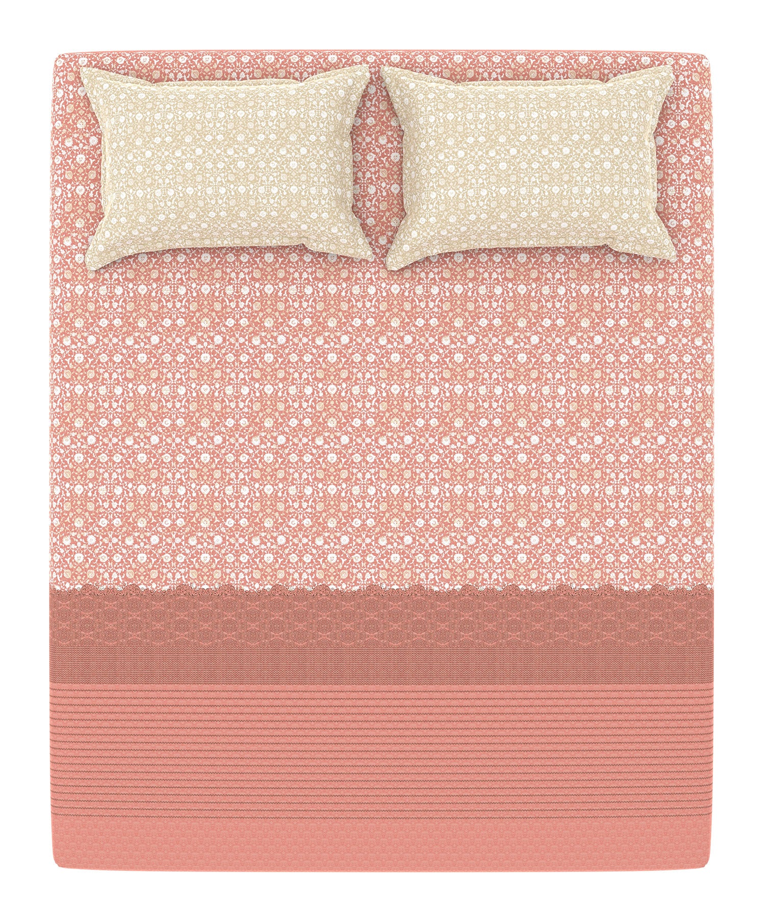 Home Essential King Printed Bedsheet, 144TC, 100% Cotton-Emaar Red - Image 6