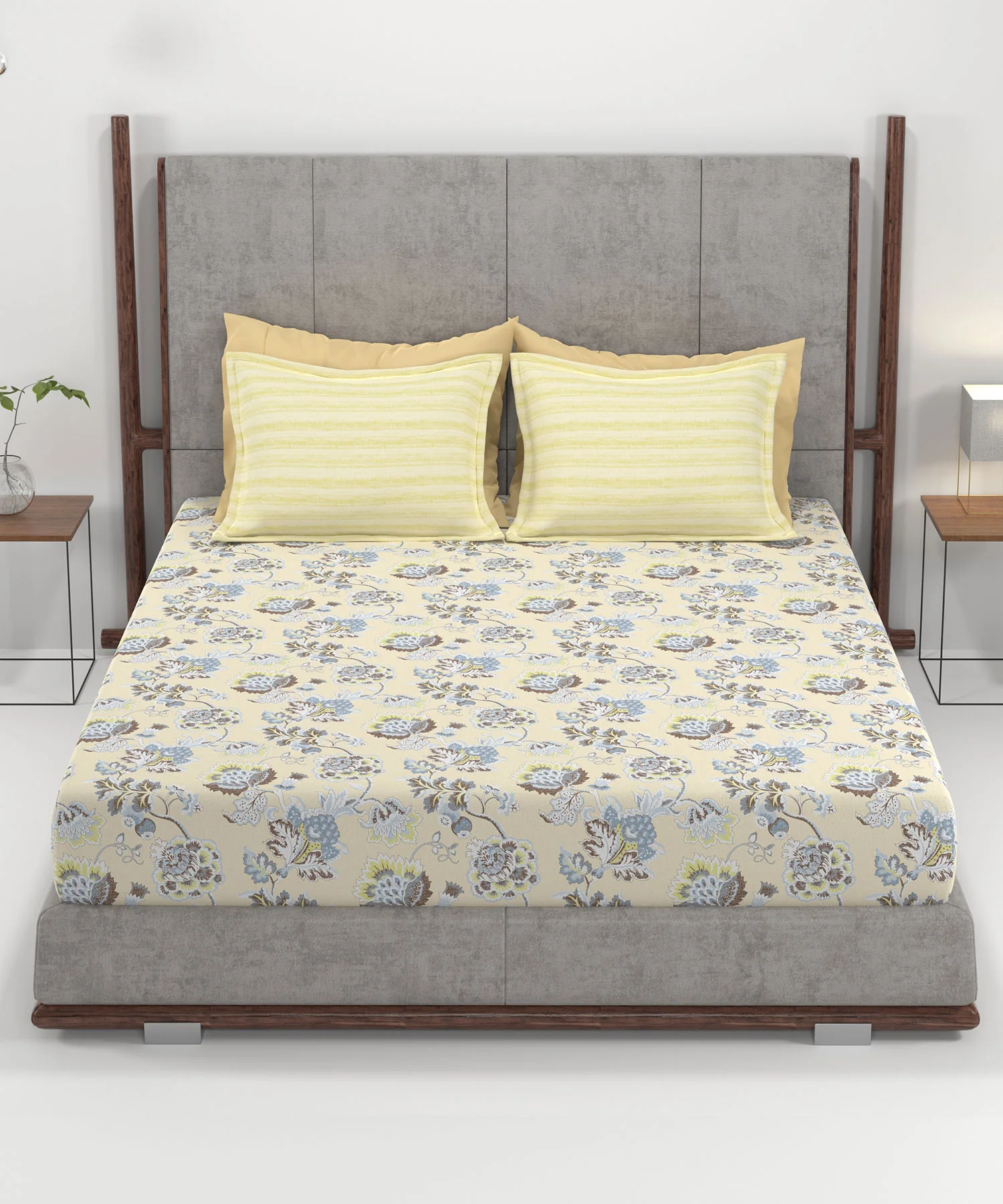 Home Essential King Printed Bedsheet, 144TC, 100% Cotton-Nayra Green - Image 3