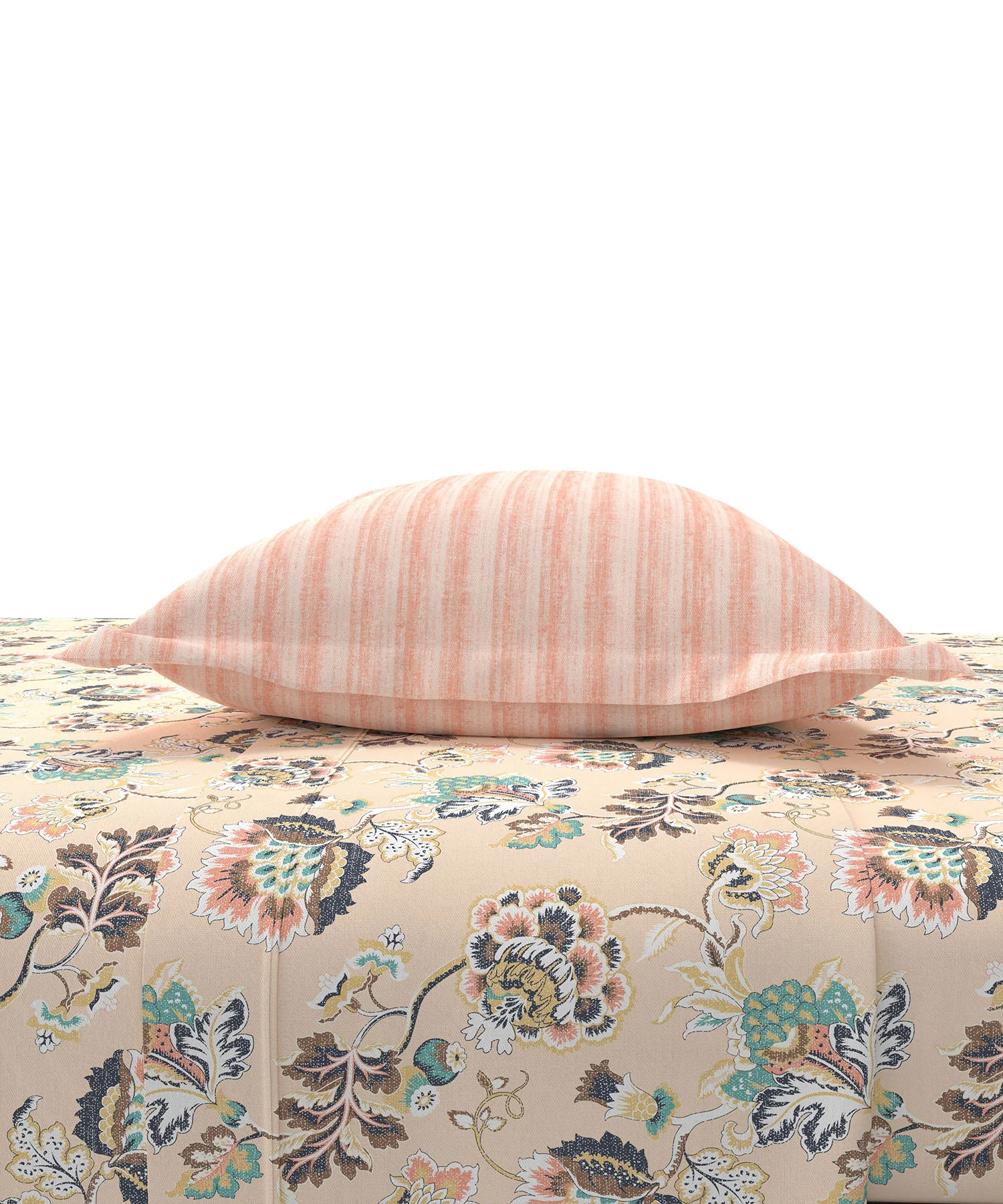 Home Essential King Printed Bedsheet, 144TC, 100% Cotton-Nayra Peach - Image 4