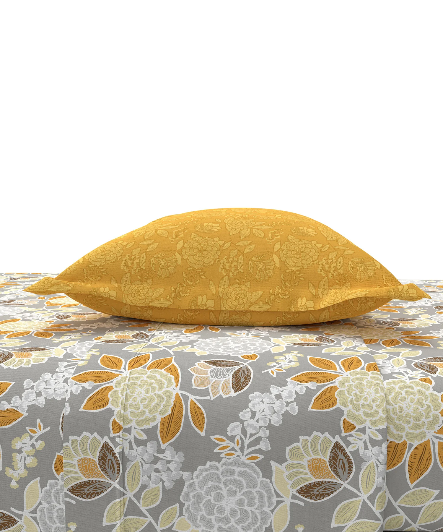 Home Essential King Printed Bedsheet, 144TC, 100% Cotton-Saher Yellow - Image 4