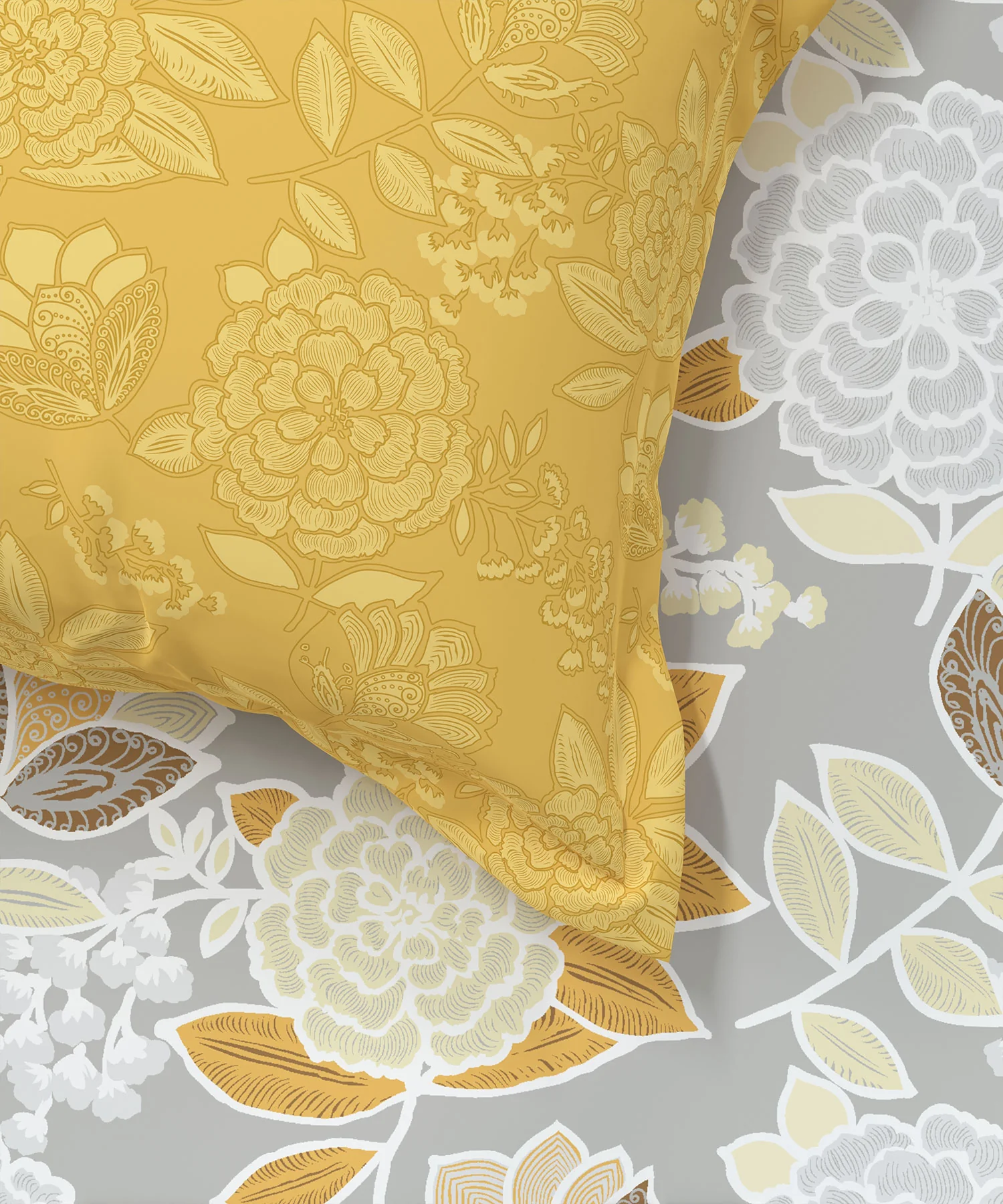 Home Essential King Printed Bedsheet, 144TC, 100% Cotton-Saher Yellow - Image 5