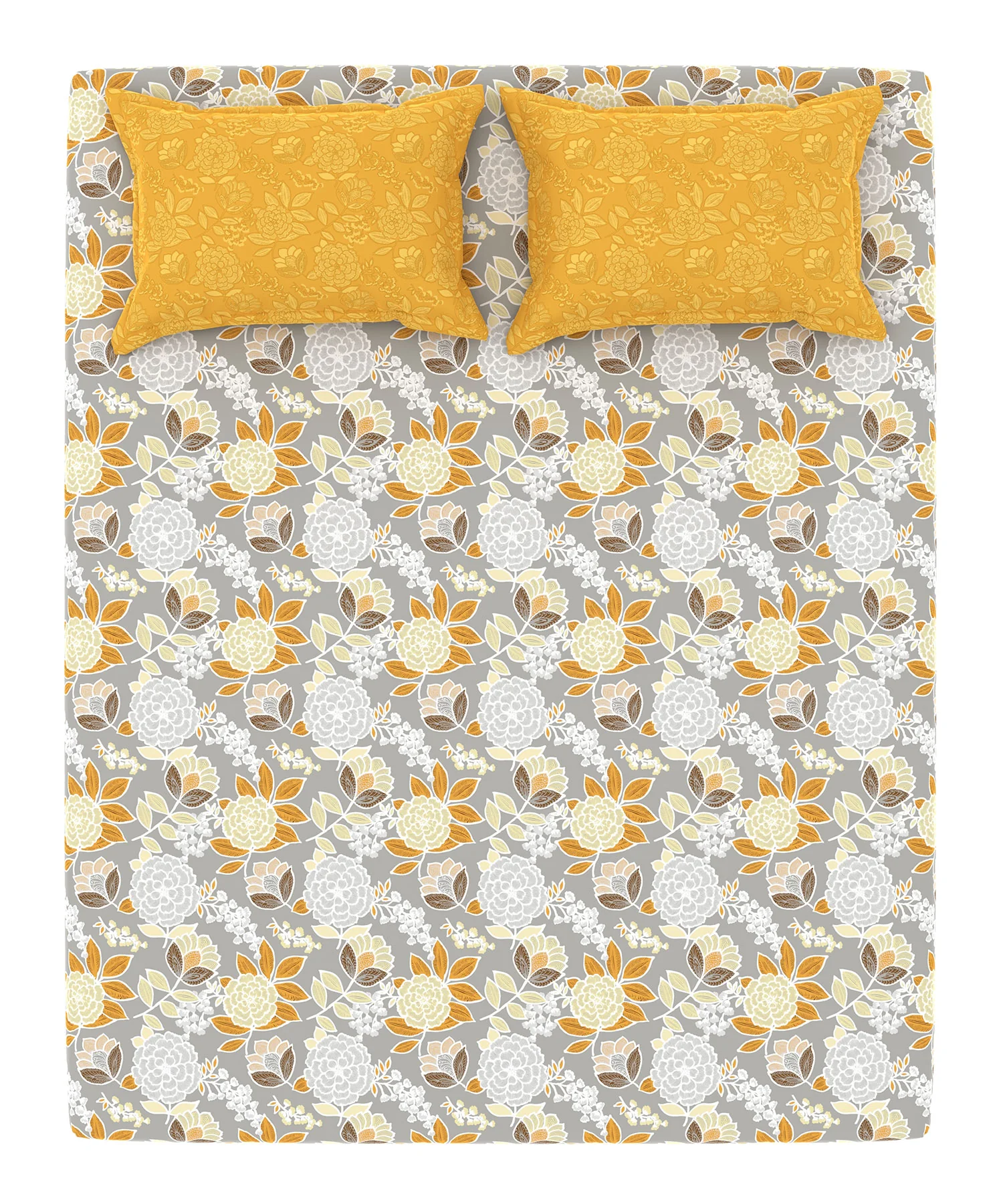 Home Essential King Printed Bedsheet, 144TC, 100% Cotton-Saher Yellow - Image 6