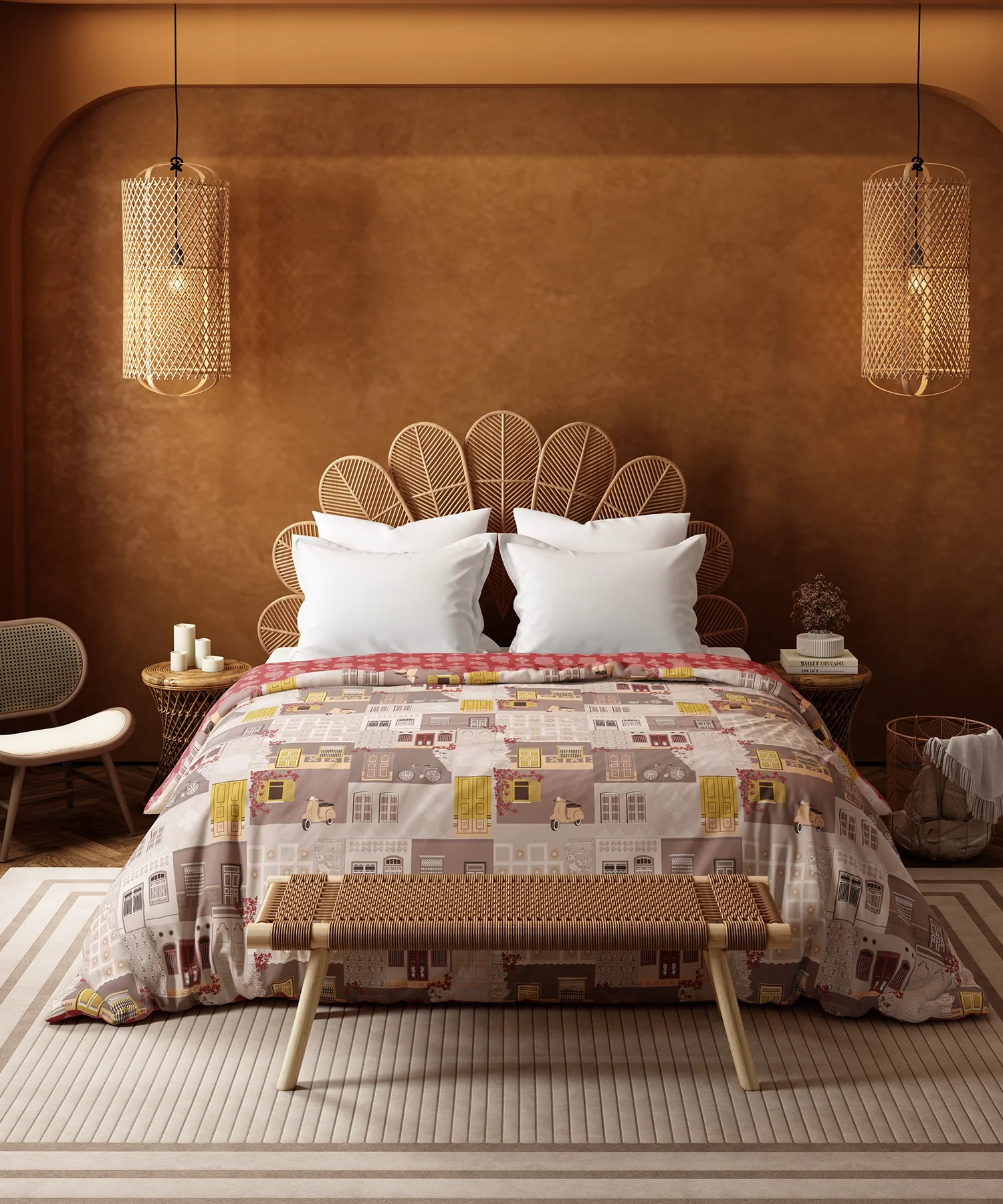 Home Essential Namaste Bharat Double AC Comforter, Dakshin Dwaar Brown| 144 TC Cotton - Image 2
