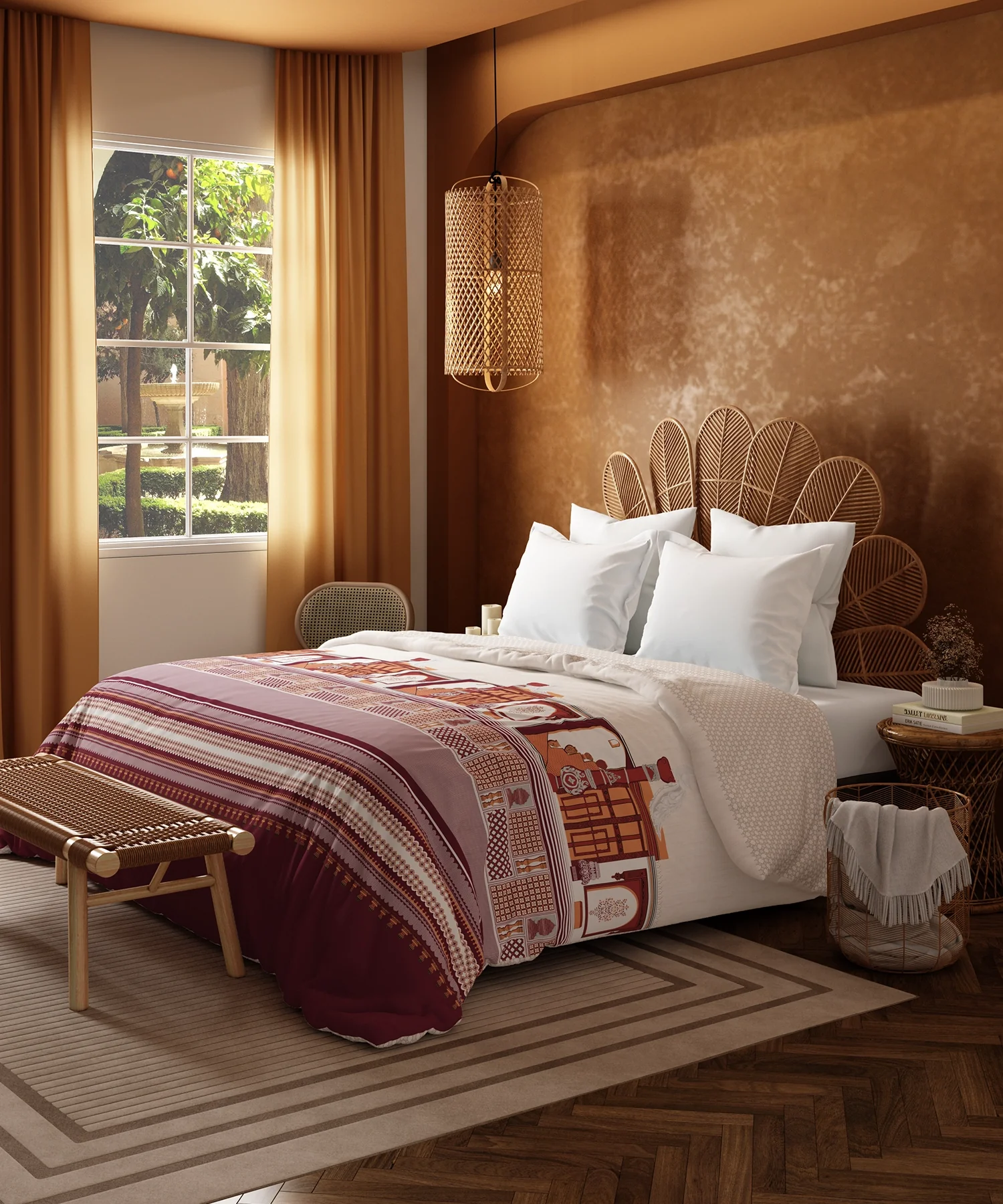 Home Essential Namaste Bharat Double AC Comforter, Gharonda Terracotta| 144 TC Cotton