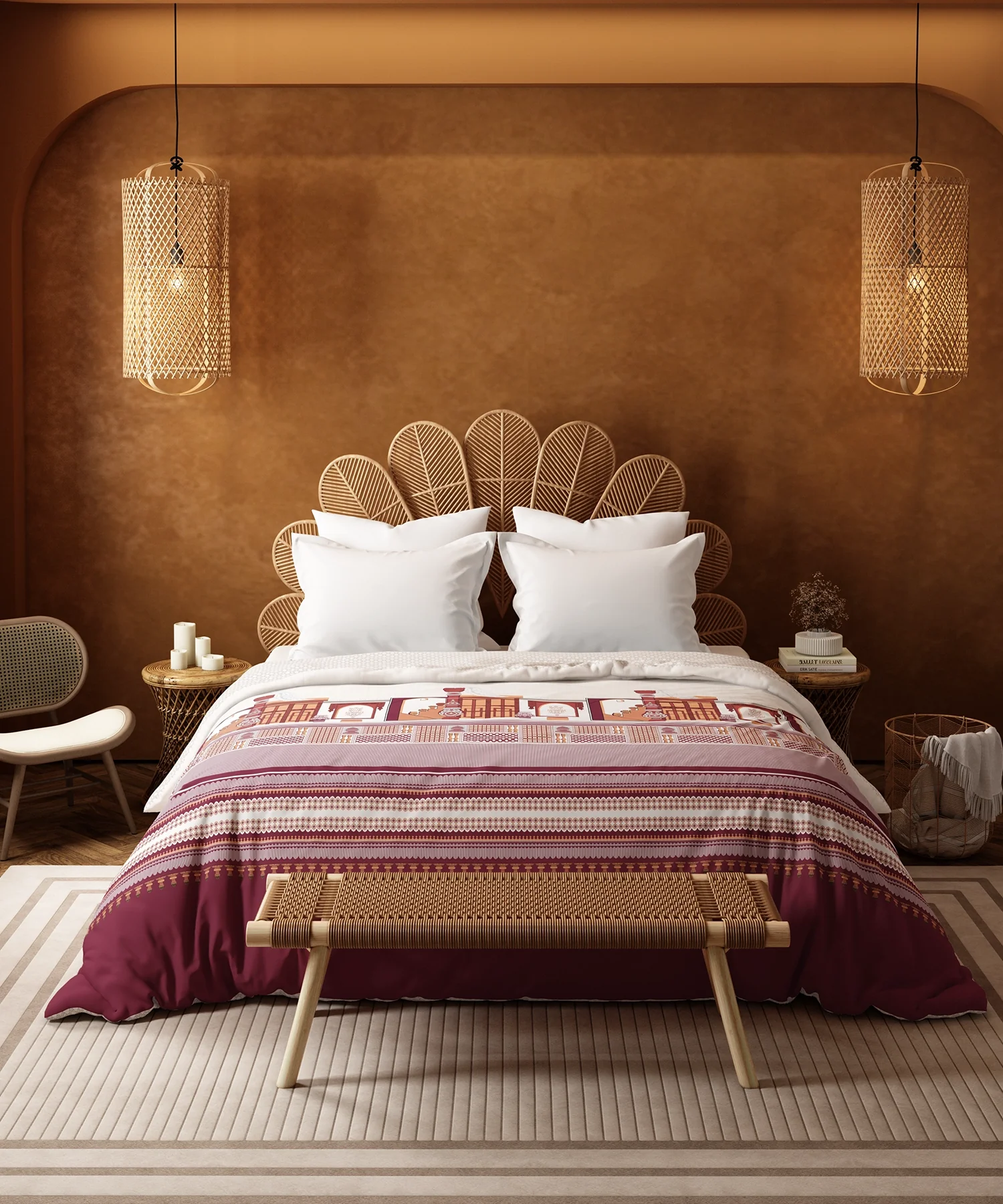 Home Essential Namaste Bharat Double AC Comforter, Gharonda Terracotta| 144 TC Cotton - Image 2