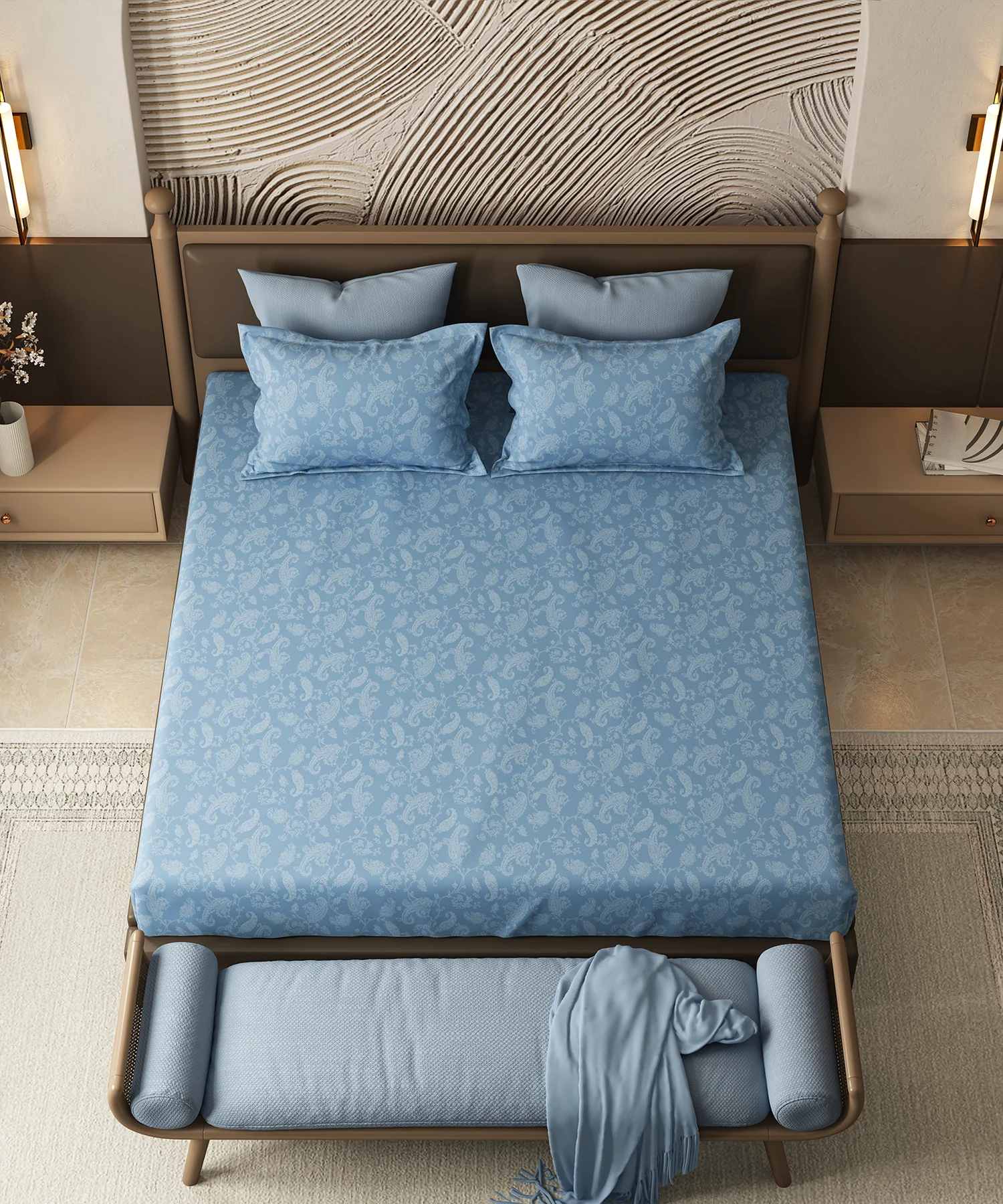 Home Essential Pastel Poetry Floral King Bedsheet, NITARA COPENHAGEN|144TC Cotton| 2 Pillow Covers - Image 3