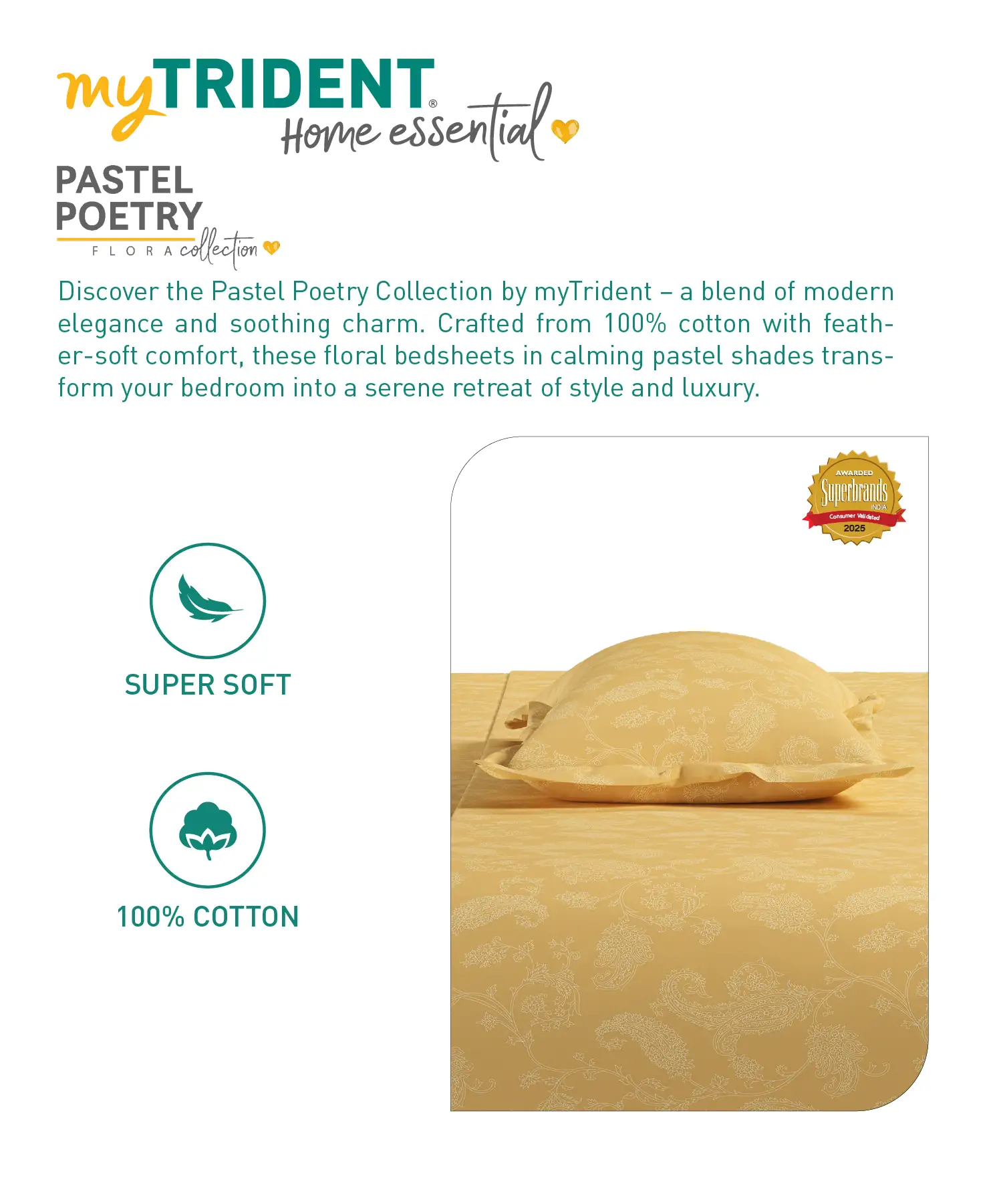 Home Essential Pastel Poetry Floral King Bedsheet, NITARA DAISY|144TC Cotton| 2 Pillow Covers - Image 6