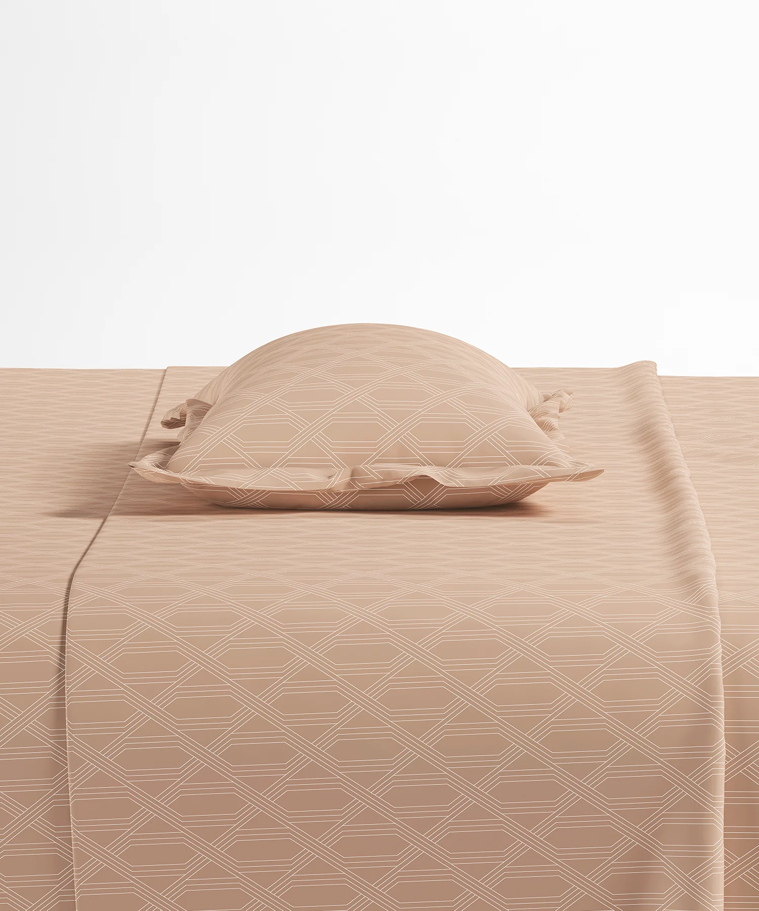 Home Essential Pastel Poetry Geo King Bedsheet, Aldo Biscoff|144TC Cotton| 2 Pillow Covers - Image 5