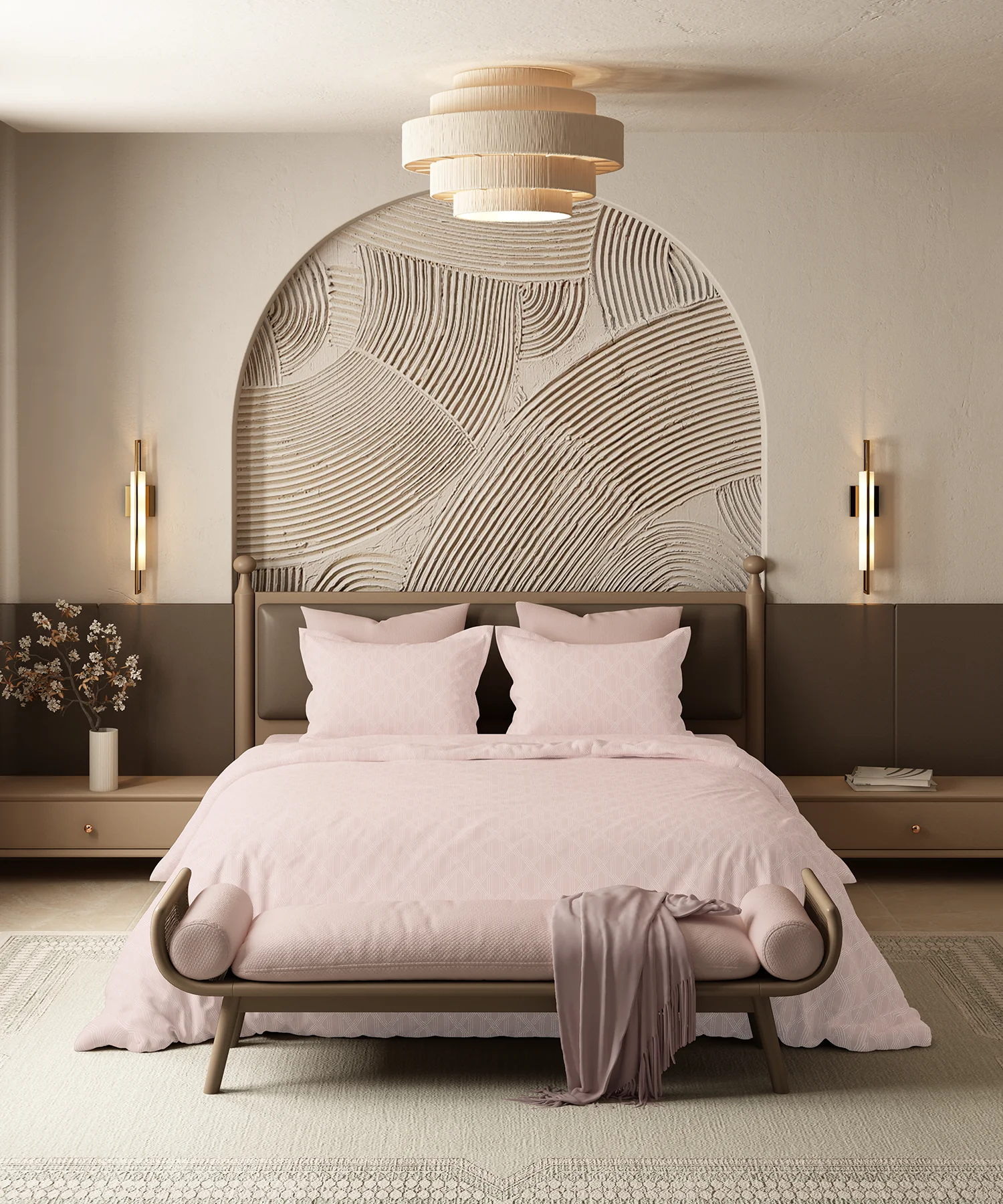 Home Essential Pastel Poetry Geo King Bedsheet, Aldo Blush|144TC Cotton| 2 Pillow Covers - Image 2