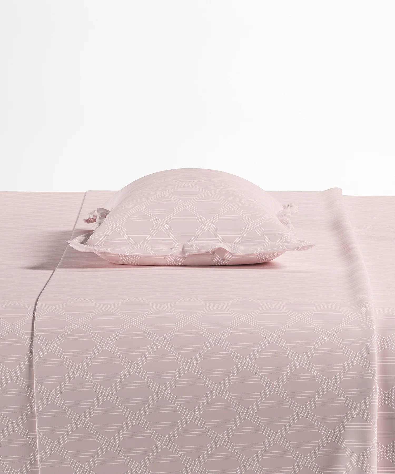Home Essential Pastel Poetry Geo King Bedsheet, Aldo Blush|144TC Cotton| 2 Pillow Covers - Image 5
