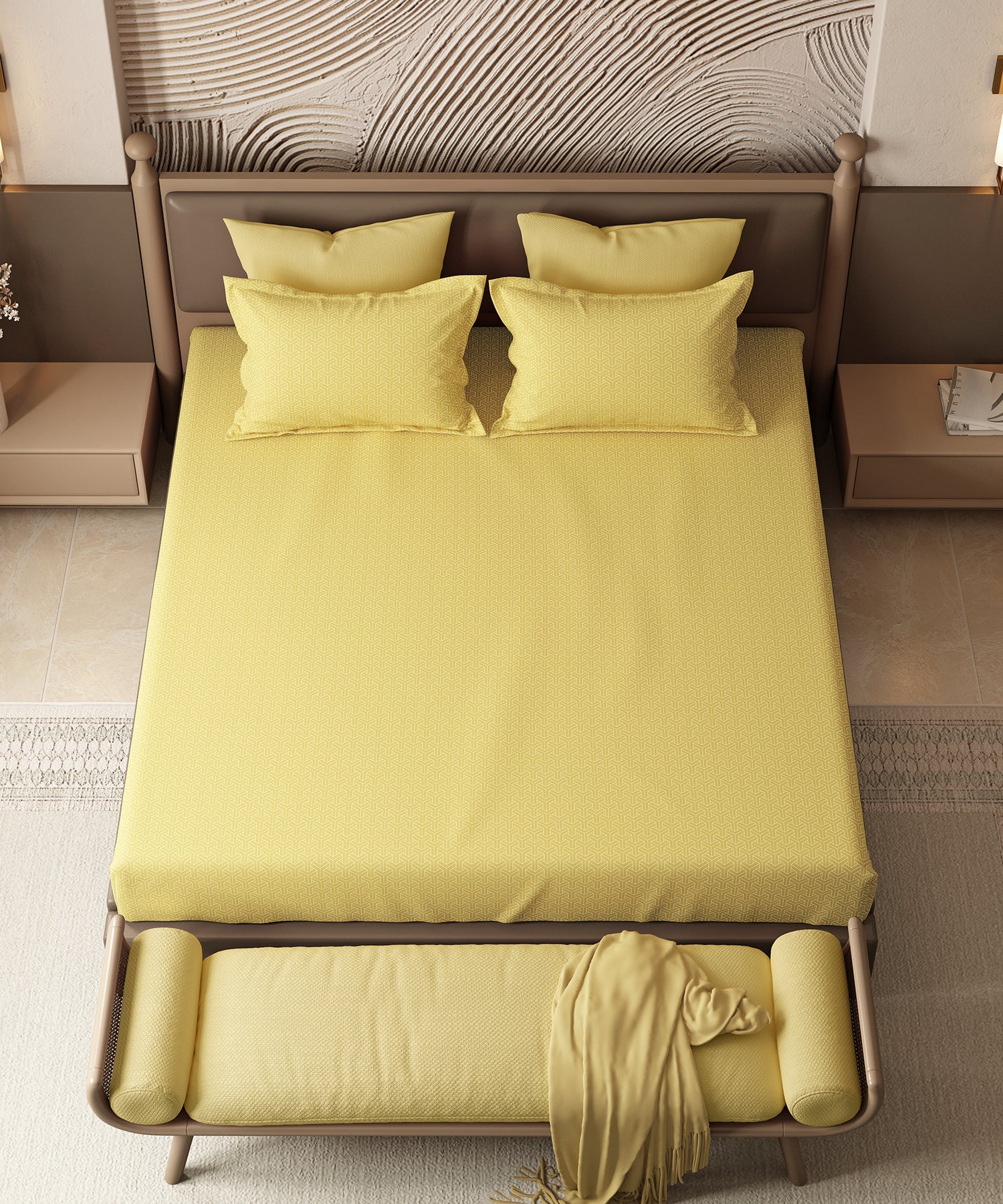 Home Essential Pastel Poetry Geo King Bedsheet, Maison Daisy|144TC Cotton| 2 Pillow Covers - Image 3