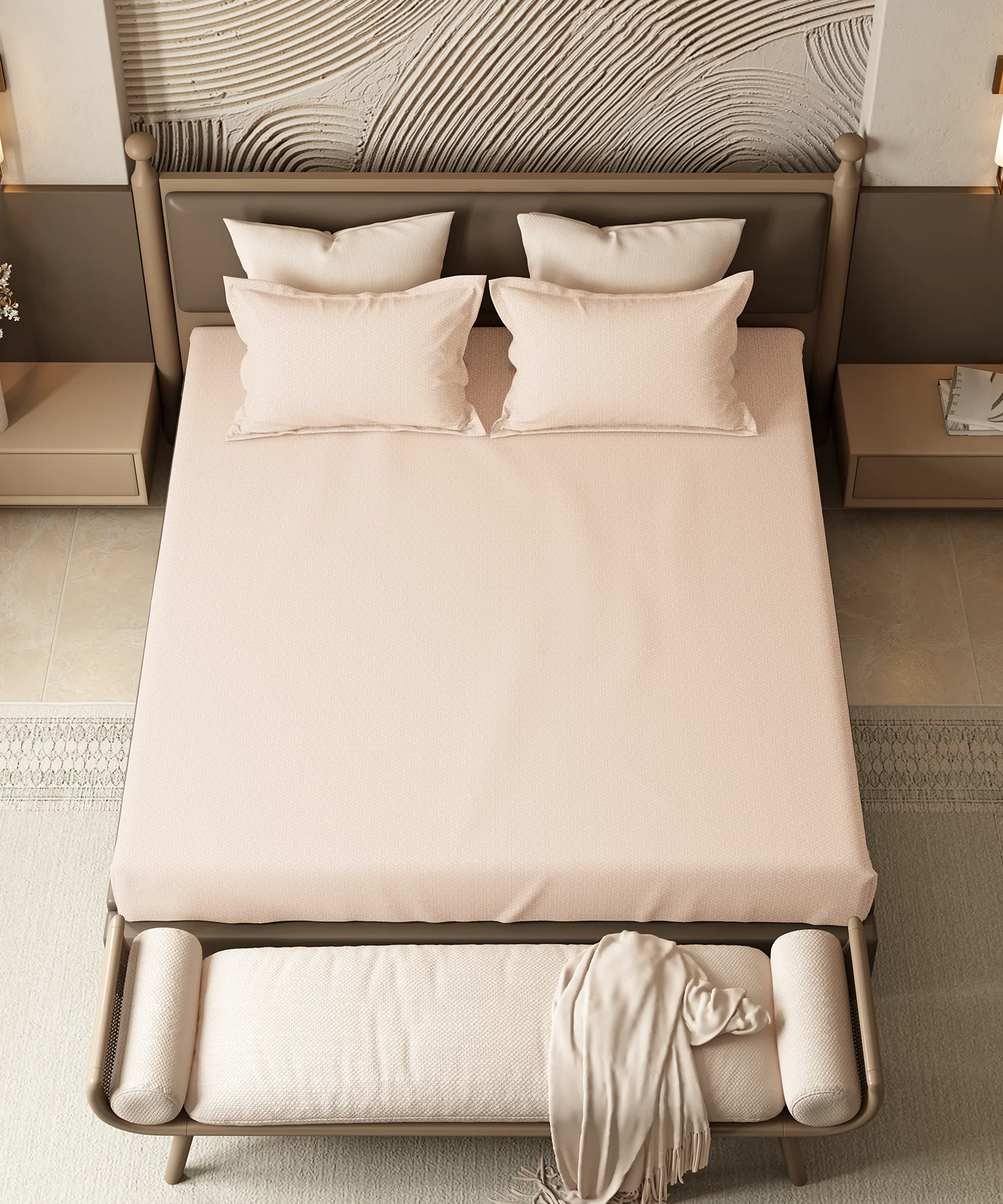 Home Essential Pastel Poetry Geo Bedsheet, Maison Marmalade|144TC Cotton| 2 Pillow Covers - Image 3