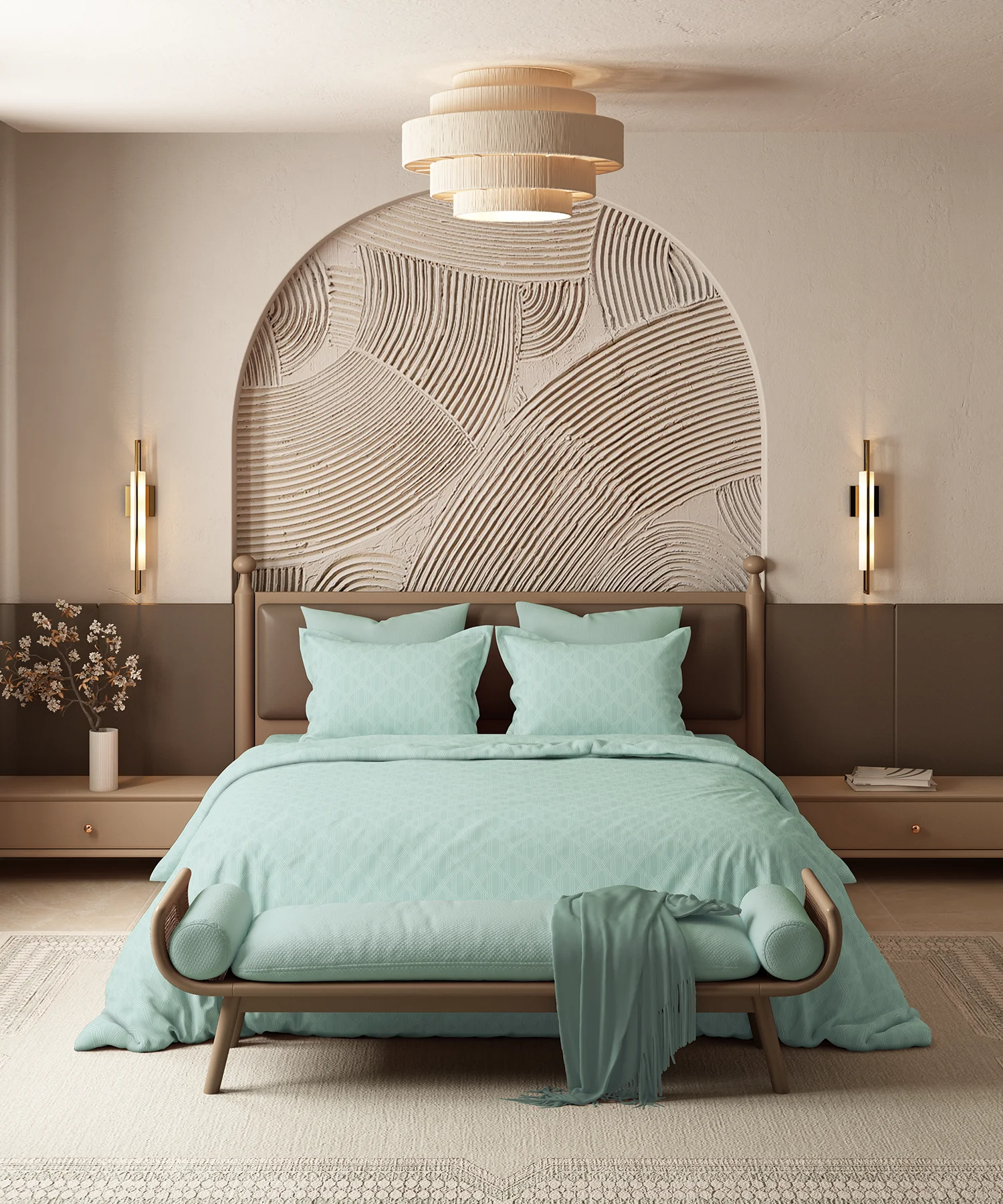 Home Essential Pastel Poetry Geo Bedsheet, Aldo Tiffany|144TC Cotton| 2 Pillow Covers - Image 2