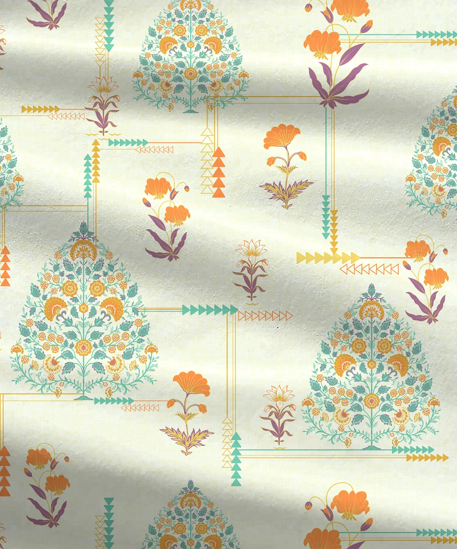 Home Essential Royal Bloom Queen Bedsheet Set, Gilded Dream Orange| 144TC Cotton| 2 Pillow Covers - Image 7