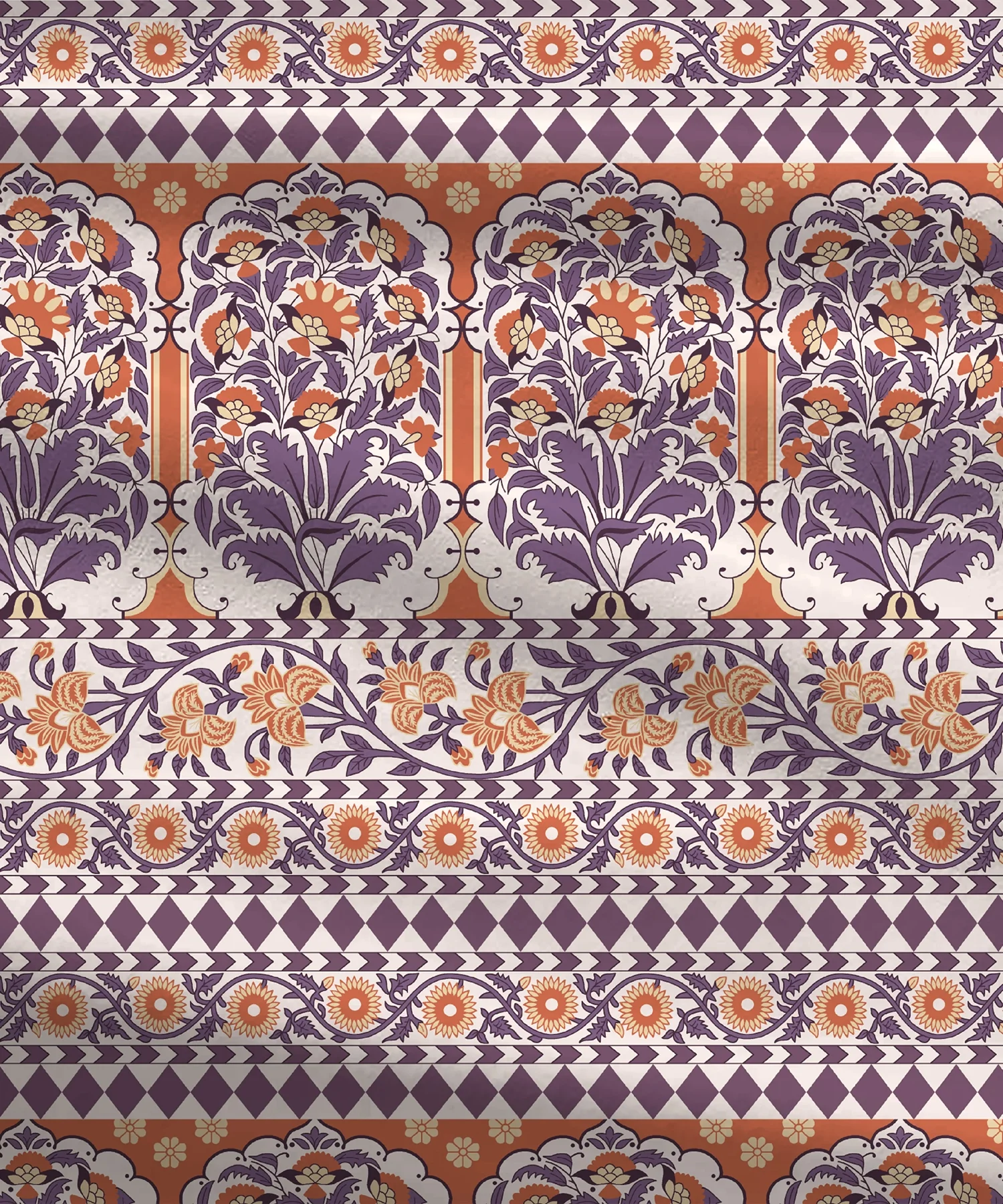 Home Essential Royal Bloom Queen Bedsheet Set, Rosario Purple| 144TC Cotton| 2 Pillow Covers - Image 7