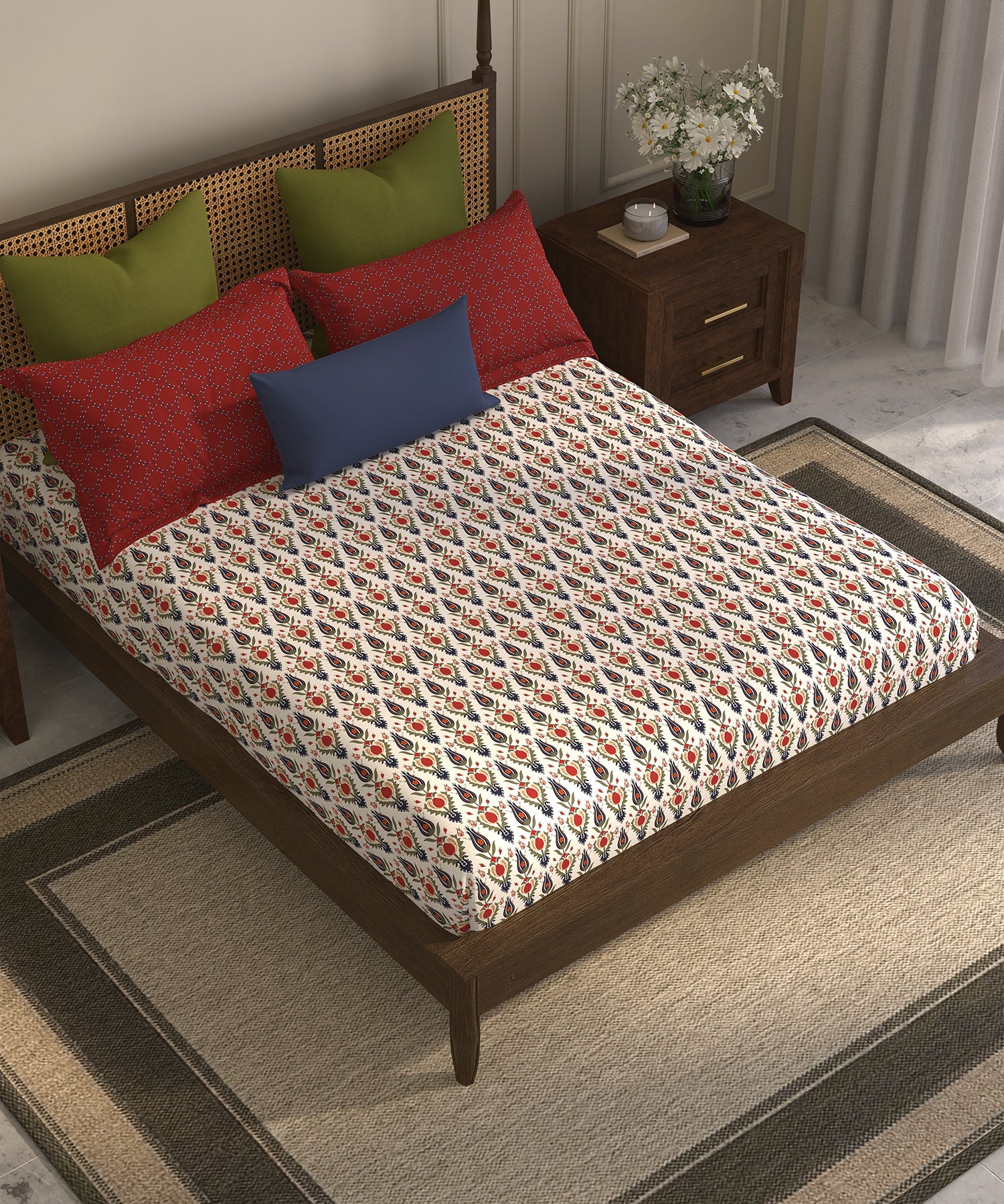 Home Essential Suzani Bedding Set, Bahar|144 TC Cotton| 4 Pc Set - Image 4