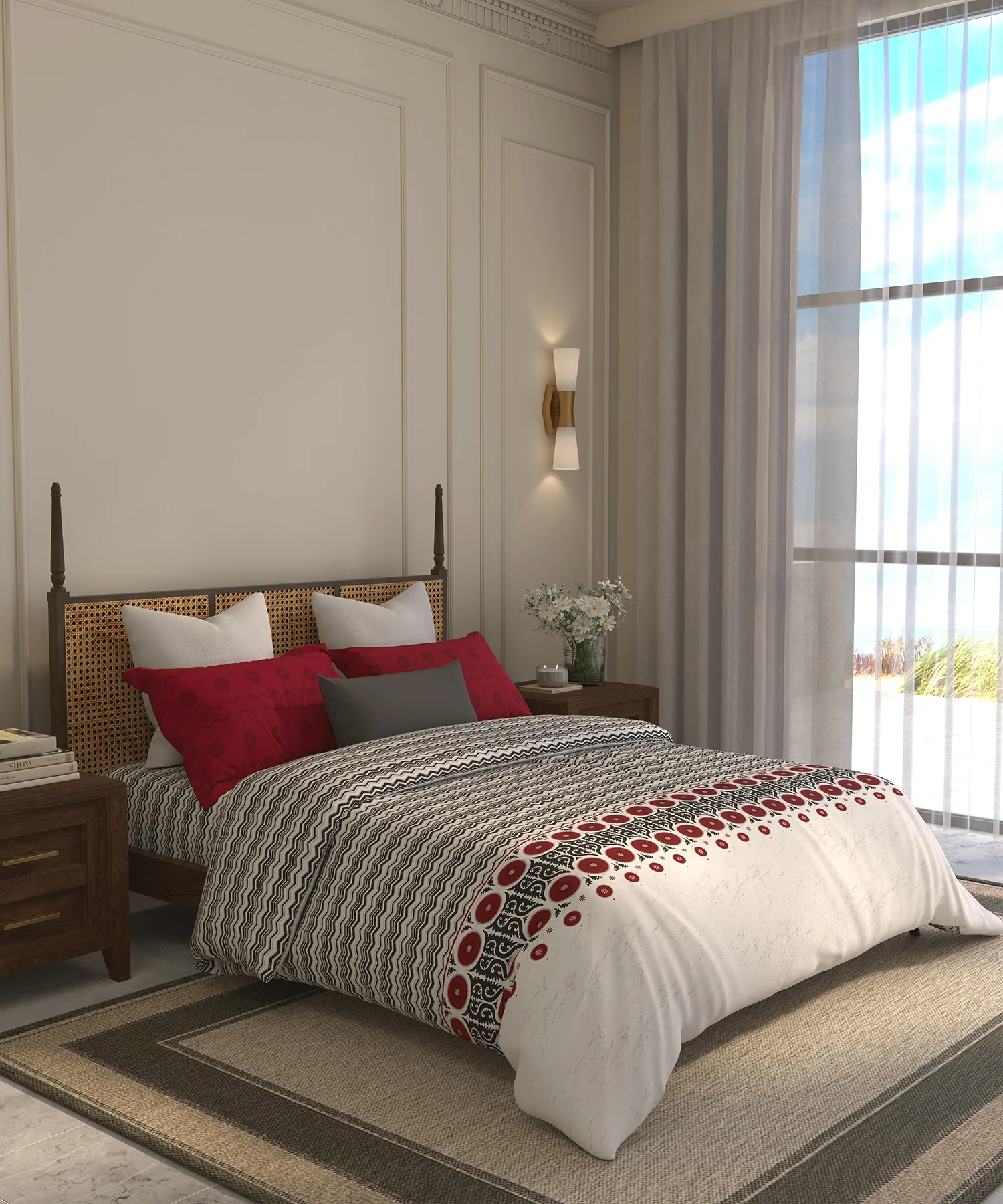 Home Essential Suzani Bedding Set, Chaand Bagh|144 TC Cotton| 4 Pc Set