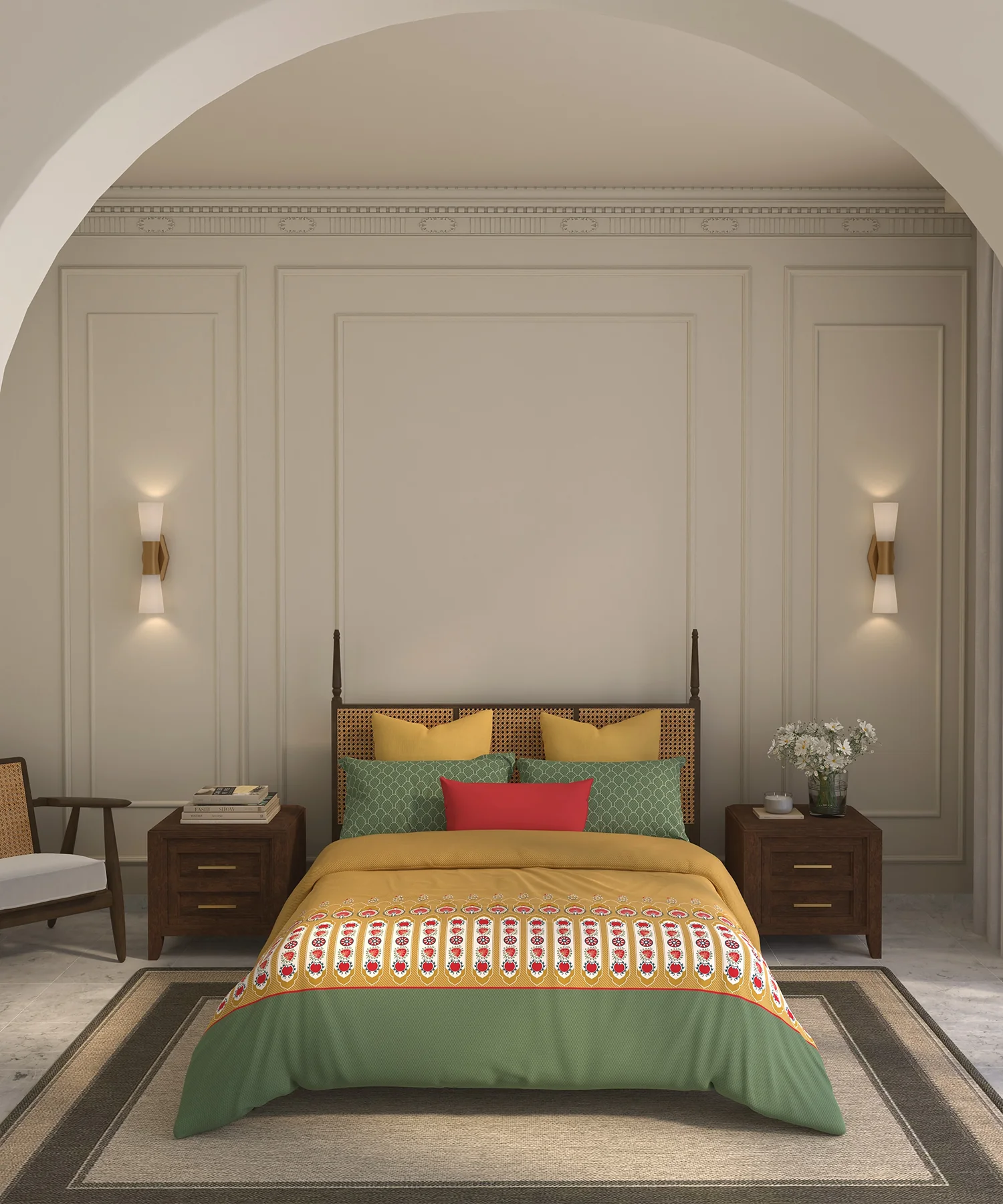 Home Essential Suzani Bedding Set, Khush Rang|144 TC Cotton| 4 Pc Set - Image 2