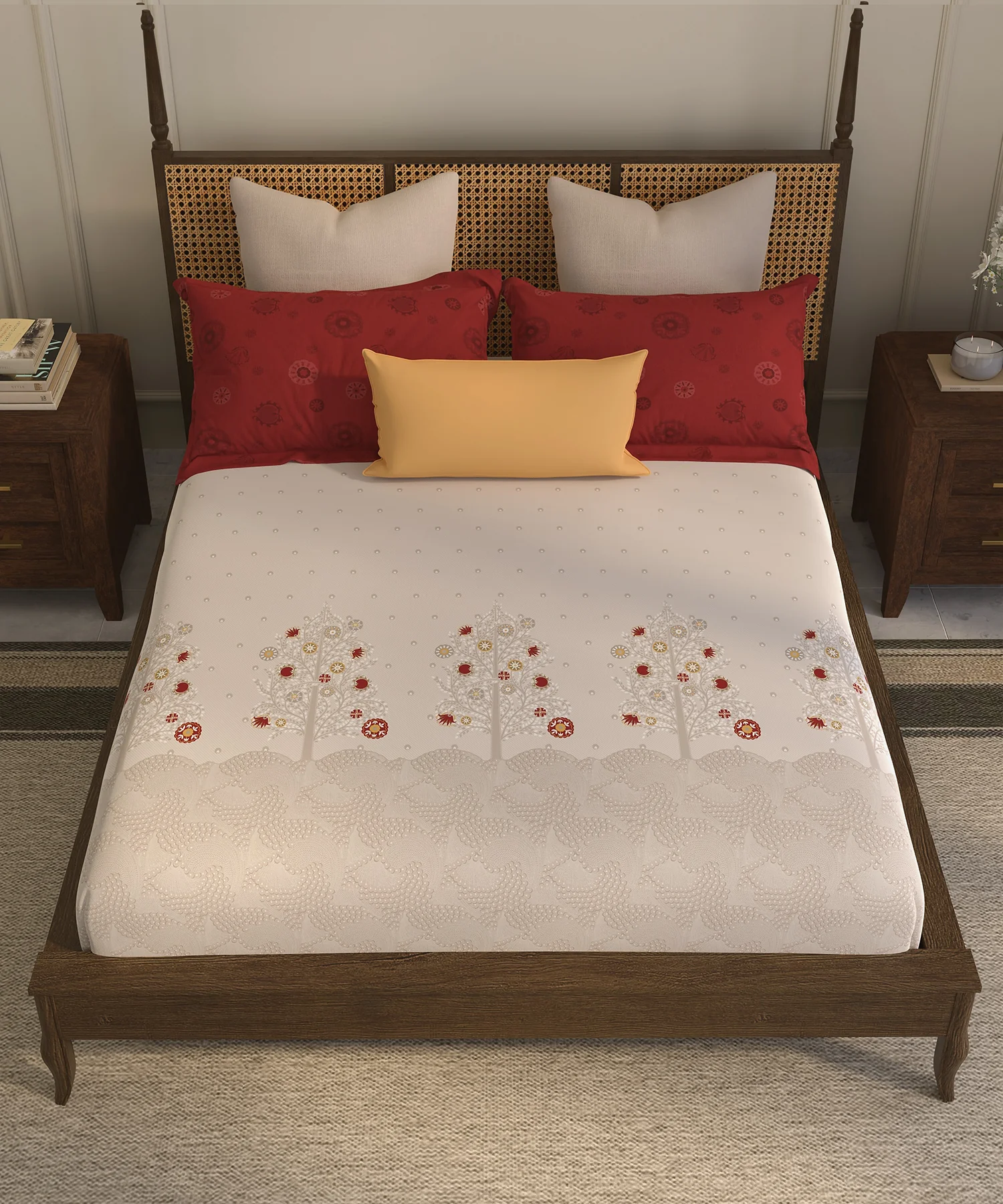 Home Essential Suzani Bedding Set, Zulfiyan|144 TC Cotton| 4 Pc Set - Image 3