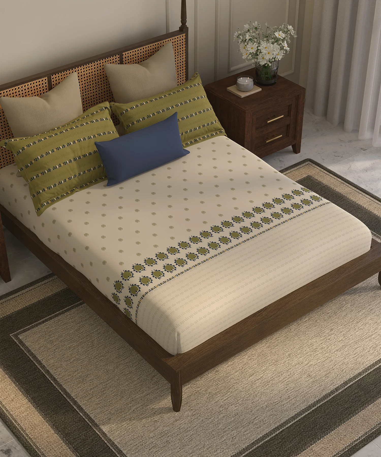 Home Essential Suzani King Bedsheet, Nagma|144TC Cotton| 2 Pillow Covers - Image 4